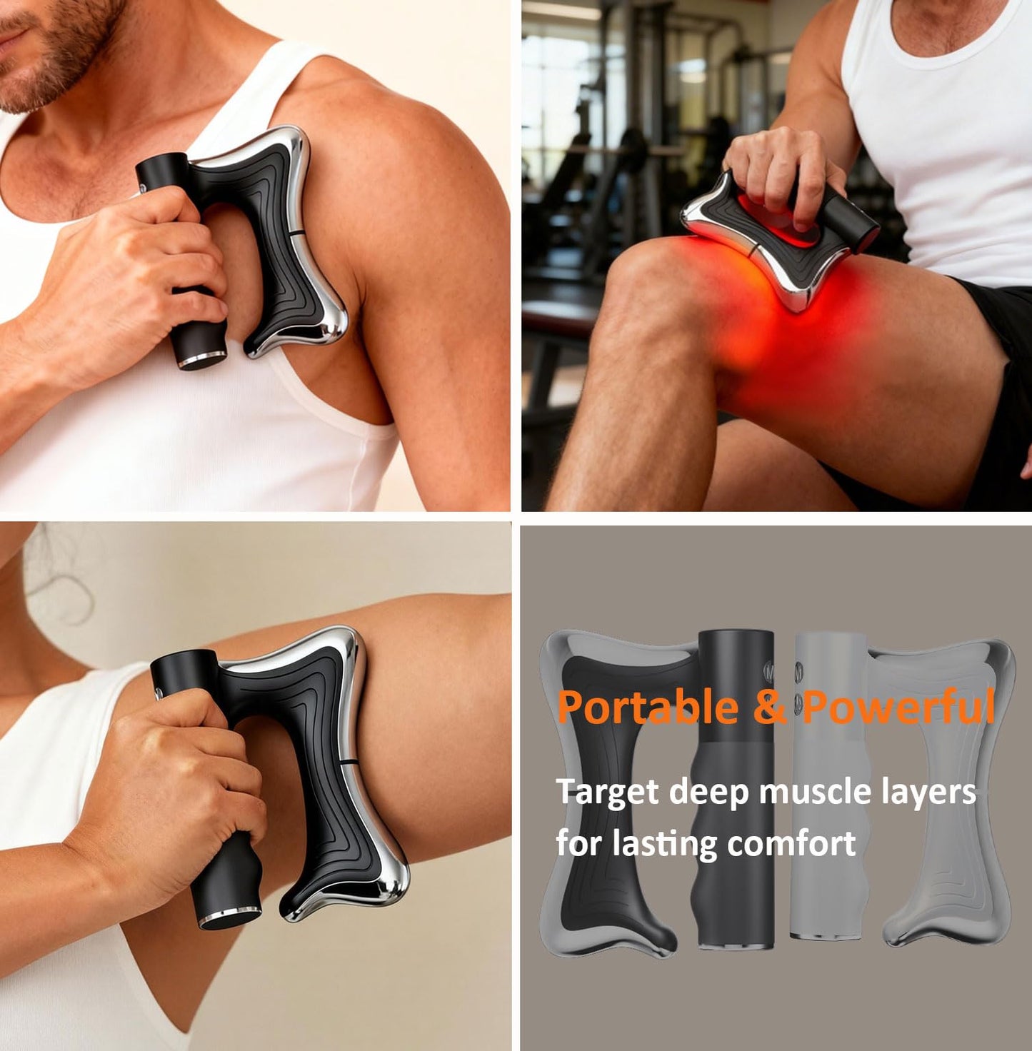 Heated Muscle Scraper Tool –Electric Fascia Knife Massager Heating and Vibration, Muscle Scraper Tool, Body Gua Sha Massage Tool,Fascia Tool Massage Tools for Deep Tissue(Black)
