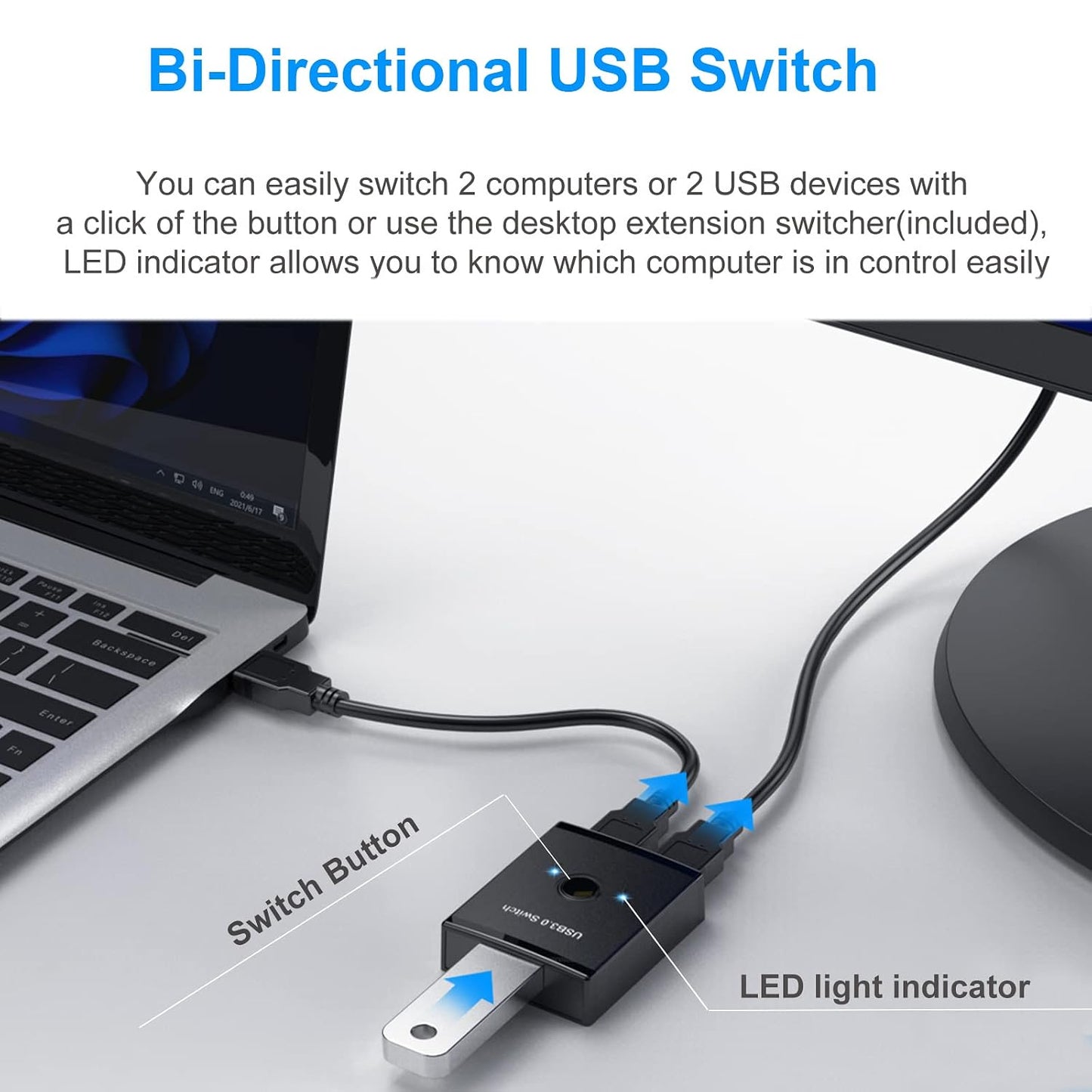 3.0 2 1 1 2 2 USB Switch, Bi-Directional USB Switch in Out / in Out, YINNCEEN USB Switcher Computers Share Keyboard