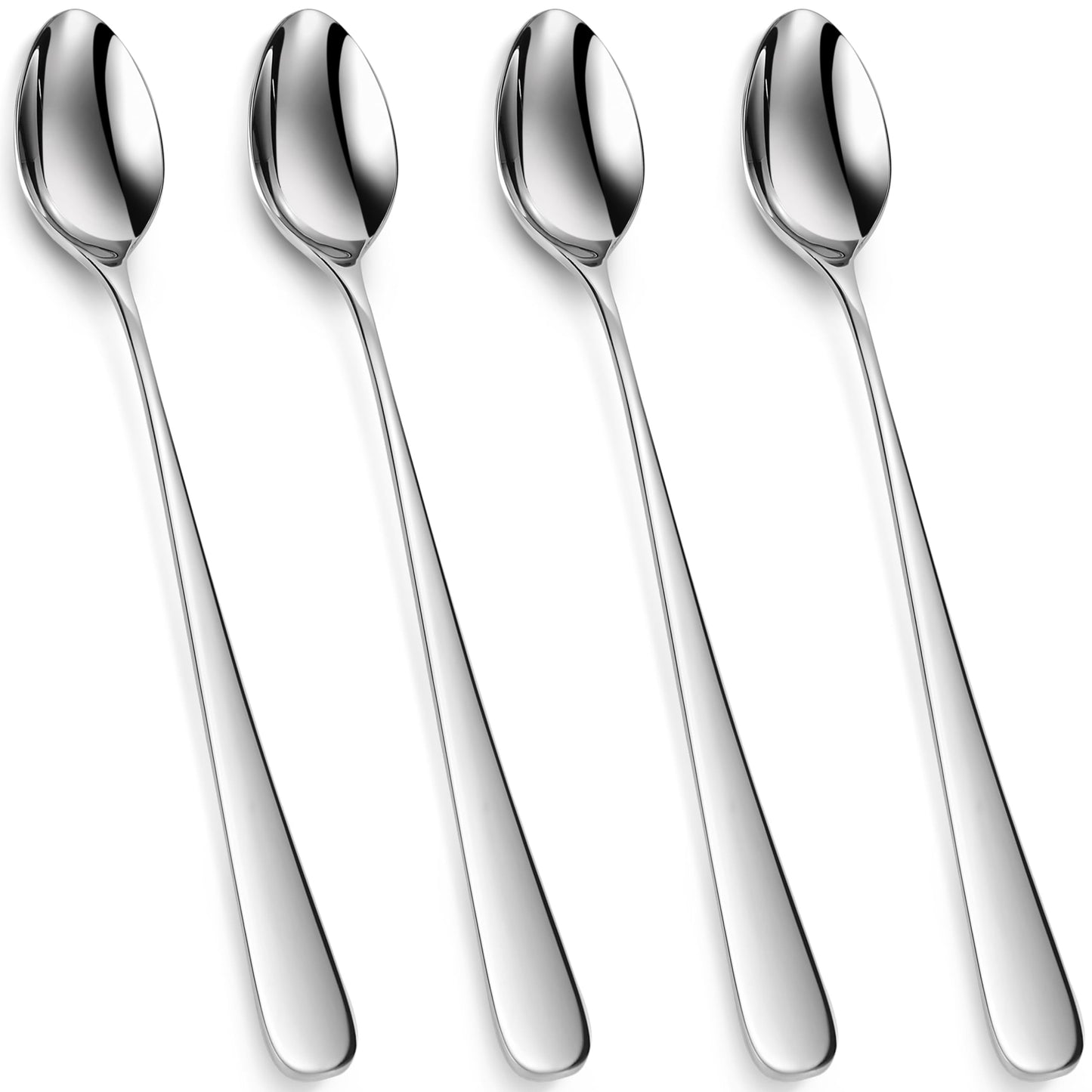 KEAWELL Premium 4-Piece Louise Long Handle Spoons, 18/10 Stainless Steel, Brilliant Mirror Finish, Ideal for Coffee, Cocktails, and Beverages, Dishwasher Safe (9 inch, 4)