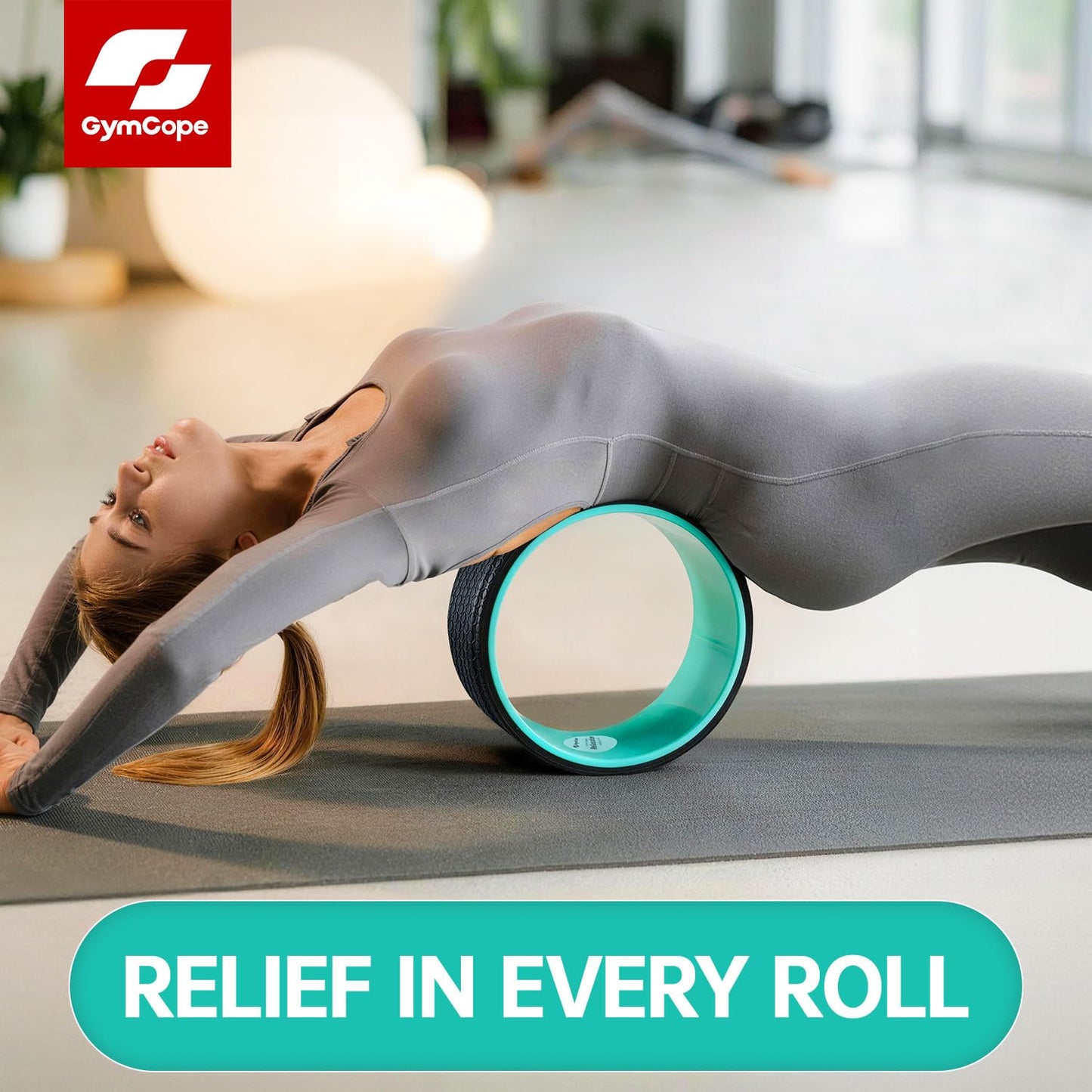 Back Wheel Foam Roller – Targeted Back & Neck Relief, Lumbar Spine Stretcher, Spinal Decompression Back Stretcher, Massage Roller with Density Foam for Physical Therapy, Supports 500lbs