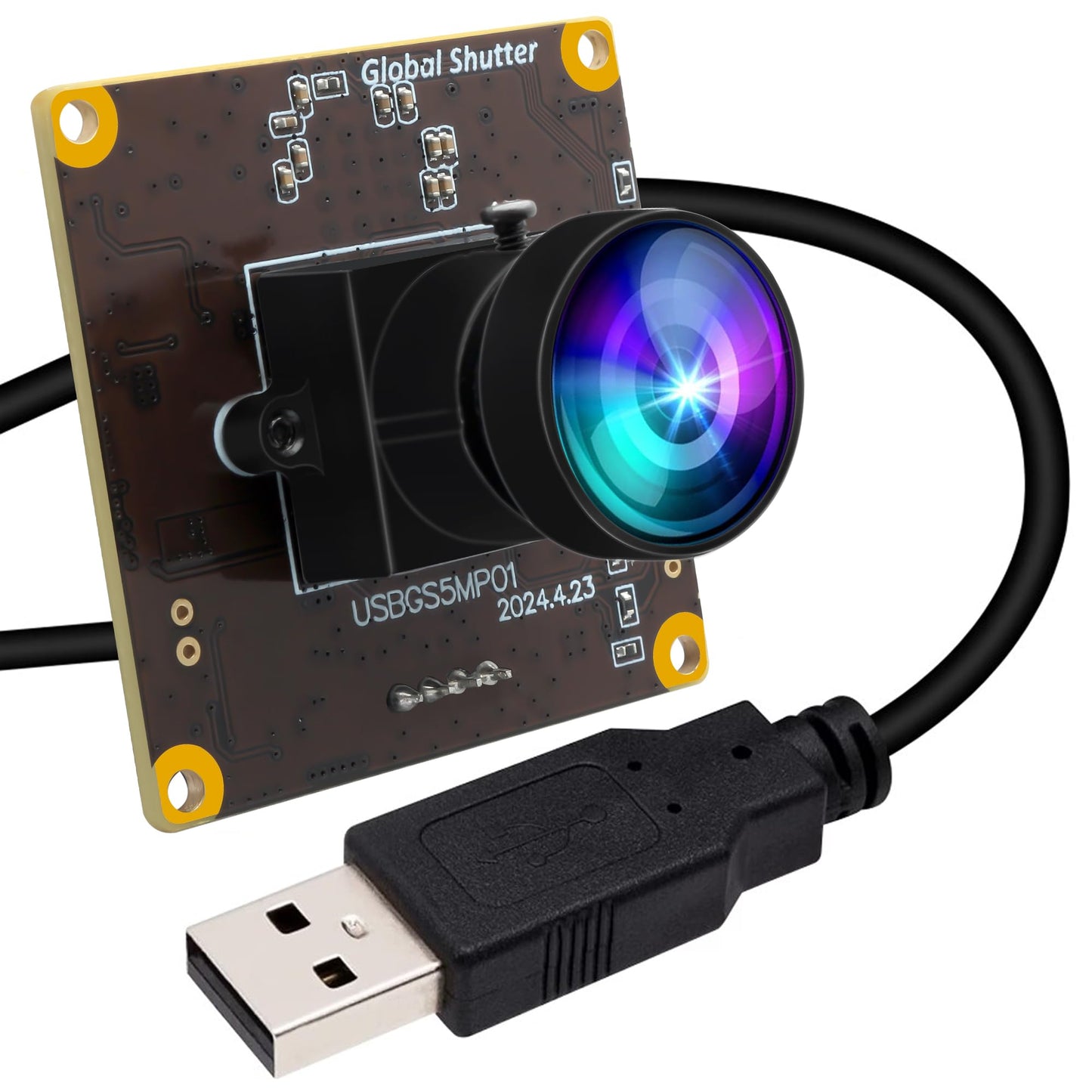 ELP 5MP Global Shutter 50fps USB Fisheye Camera Module for Computer Mini Lightburn Camera for Laser Engraver High Speed 60fps PC Cam Wide Angle Webcamera for Live Streaming (170° fisheye Lens)