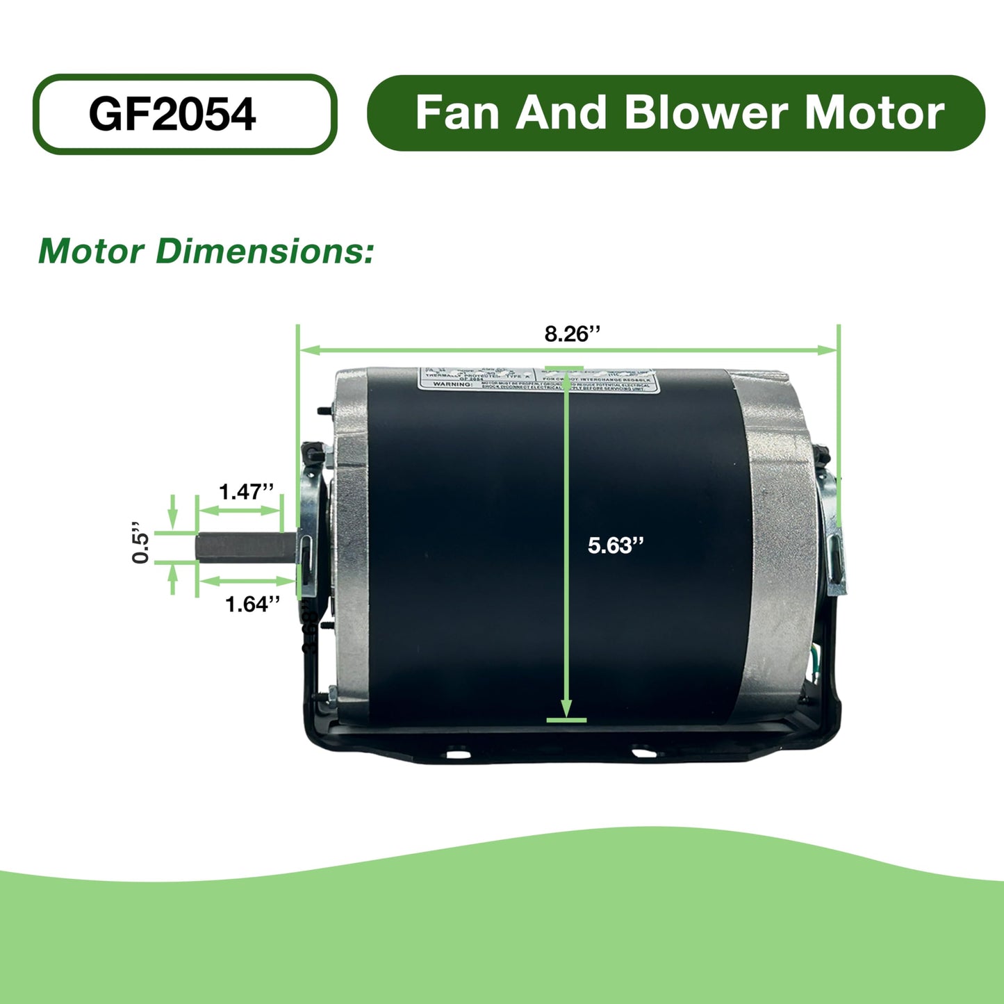 CHIOWO GF2054 Blower Motor 1/2 hp 115 Volts 7.2A 1725 RPM 60Hz 48 Frame Belt Drive Replacement for AO Smith BF2054 Packard 45012 GE 4708 Emerson 8200