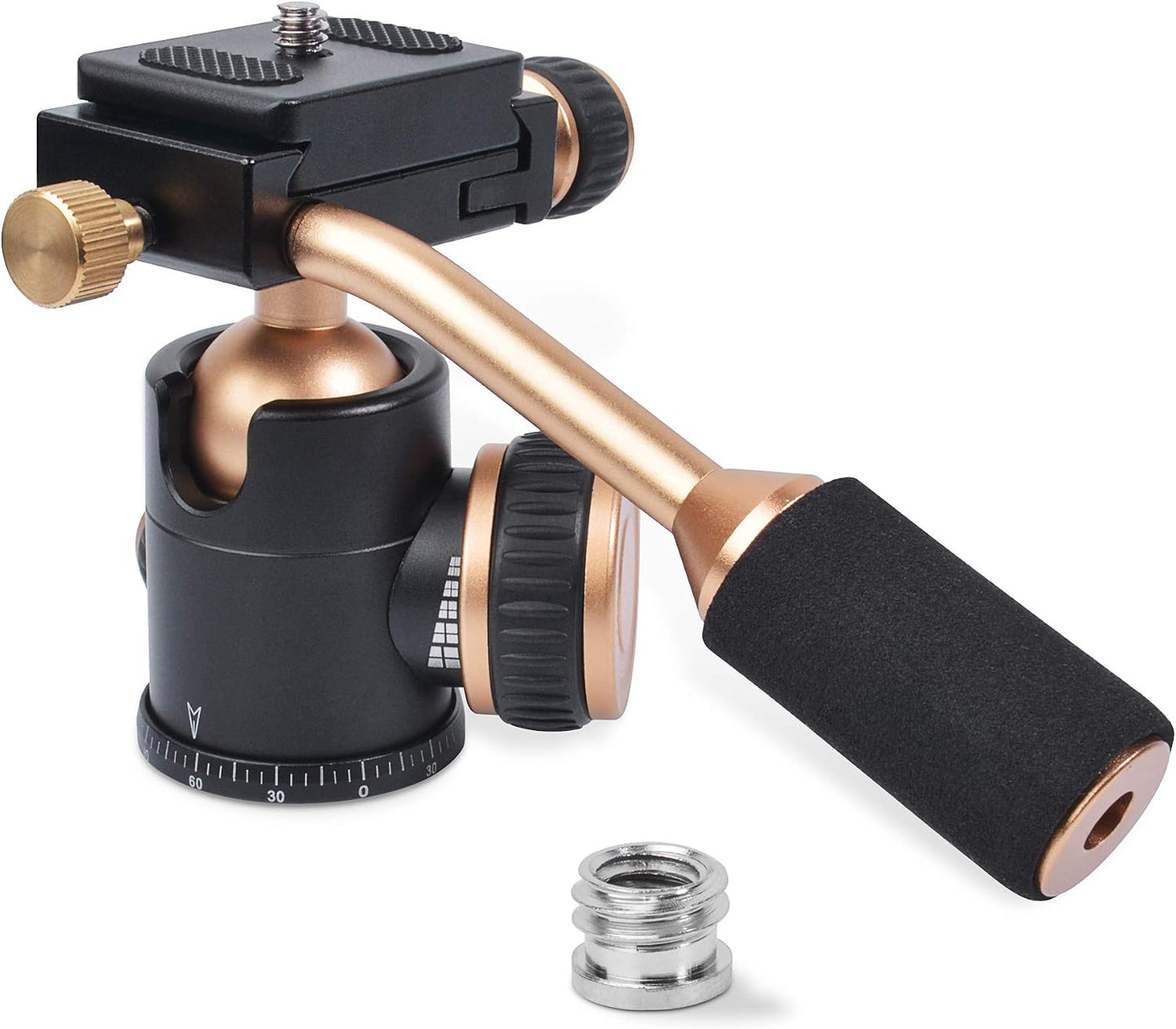 Ruittos 1/4 Tripod Head, Flexi-Tilt Universal Ball Head with Quick Release Plate, Screw for DSLR Camera, Video
