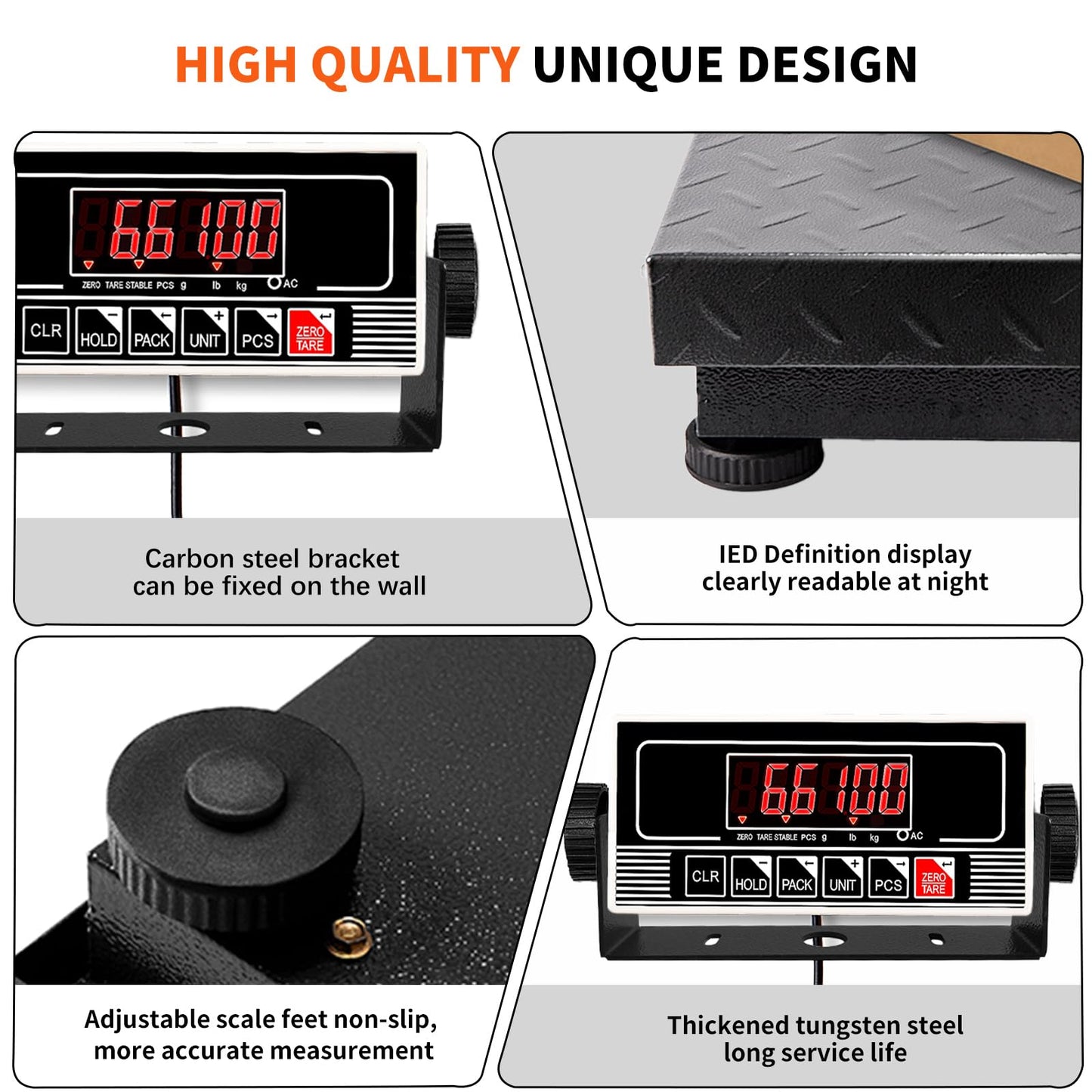 MEIYA Heavy Duty Shipping Scale, 660 lb Industrial Platform Scale for Packages, 0.1 lb Accuracy Postal Scale for Small Business & Warehouse with LB/KG, Counting, Tare & LCD, Lithium Battery & Adapter