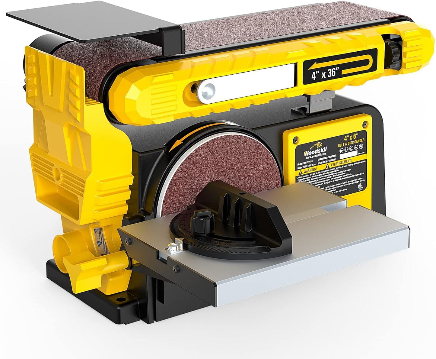 Woodskil 4.5-Amp Belt & Disc Sander Combo, 4x36 in. Belt & 6 in. Disc Sander with 3/4HP Motor, Upgraded Model