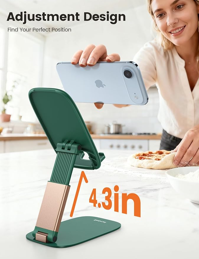 Lamicall Ultra-Thin Cell Phone Holder, Green Office Desk Accessories for iPhone Stand, Gifts for Fathers Day Men Dad Husband from Daughter Son Wife, Workspace Desk Organizer, Green Office Decor