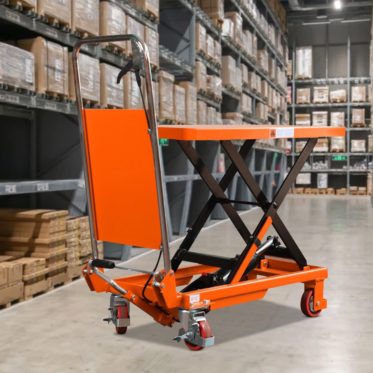 Tory Carrier Hydraulic Scissors Lift Table 330LBS Capacity, Table Cart 29.1" Lifting Height, Manual Scissor Lift Table 4 Wheels and Foot Pump, Elevating Hydraulic Cart for Material Handling