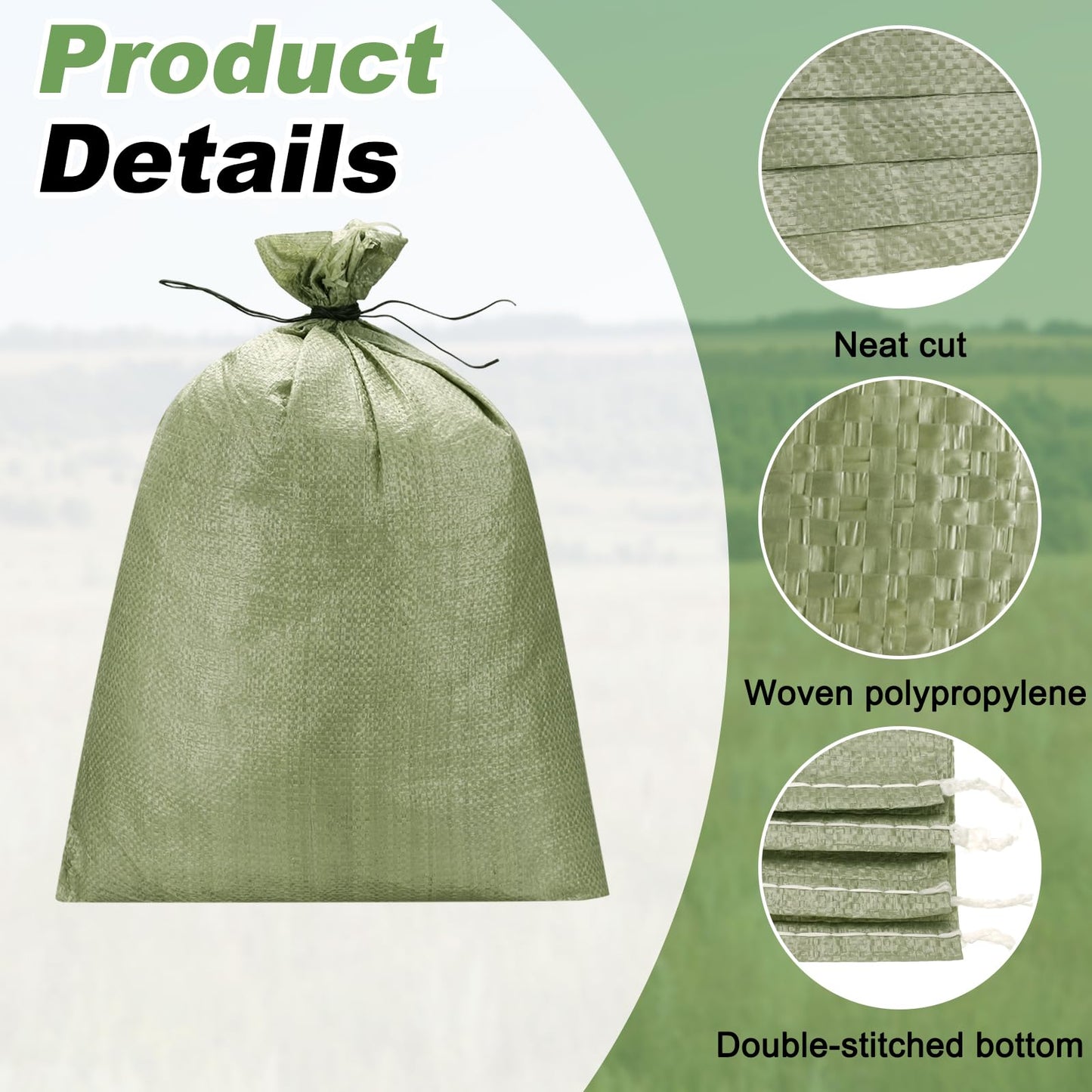 PATIKIL Heavy Duty Sand Bags, (15.8"x19.7", Gray) (10 Pcs), Empty Sandbags Woven Polypropylene Sandbags Sand Bags Suit for - Flooding Weight Construction Earth Bag Homes