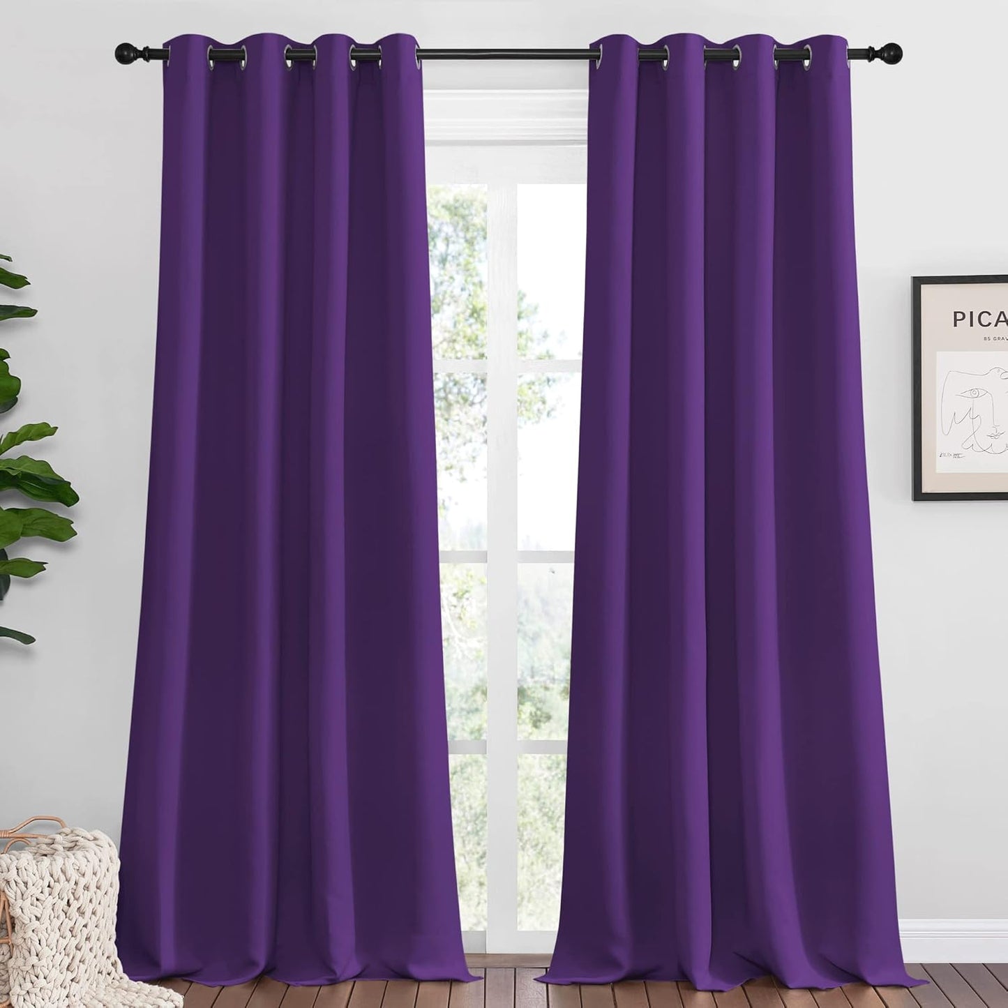 NICETOWN Purple Blackout Curtains - Noise Reducing & Thermal Insulated | 96 Inches Long, 55 Inches Wide (2 Panels)