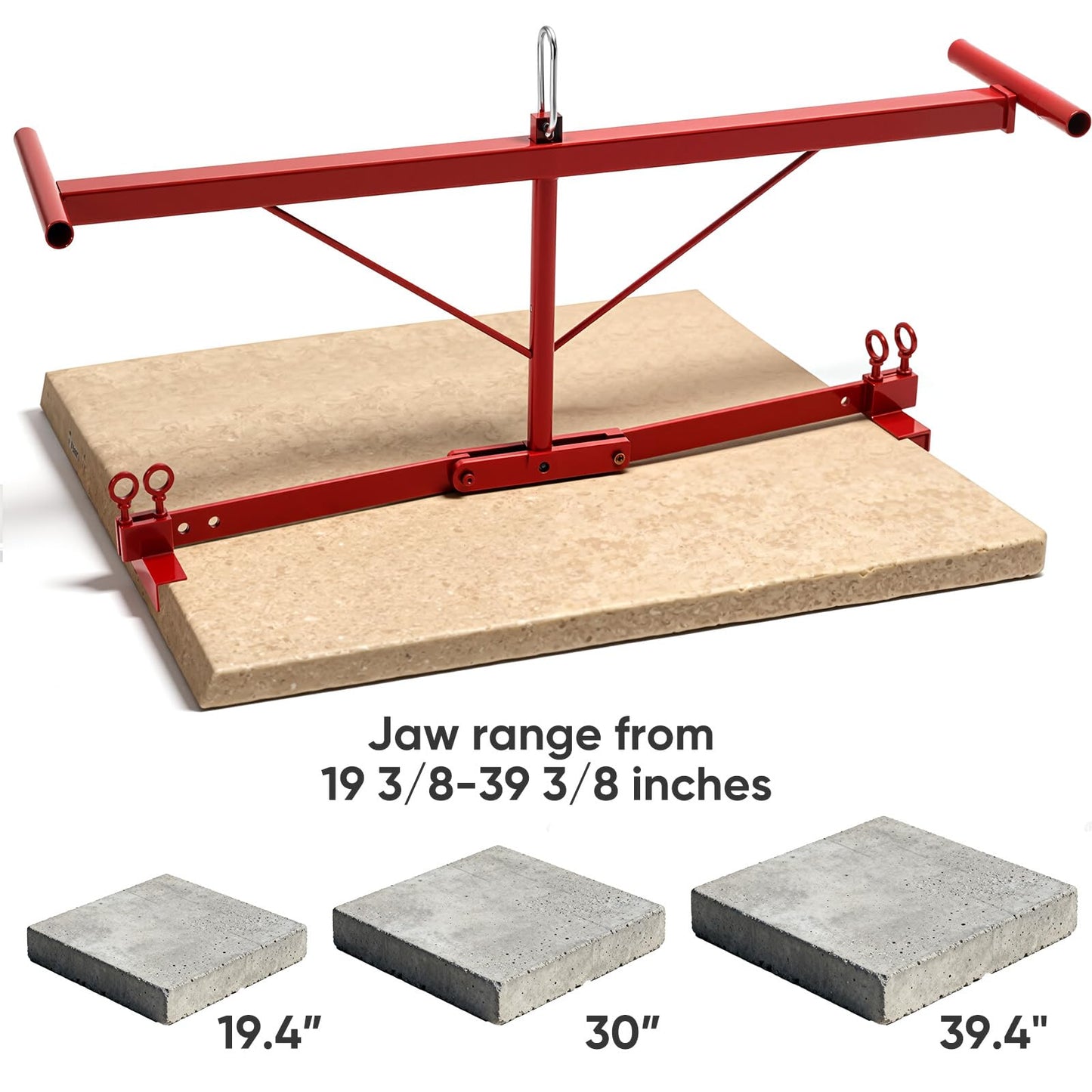 Lasnten Heavy Duty Paver Slabs Lifter & Extractor Tool, Telescopic Adjustable Brick Tongs Cutter Handle Block Mover for 20 to 39 in Slabs for Landscaping, Construction Team, DIY, Masonry Driveway