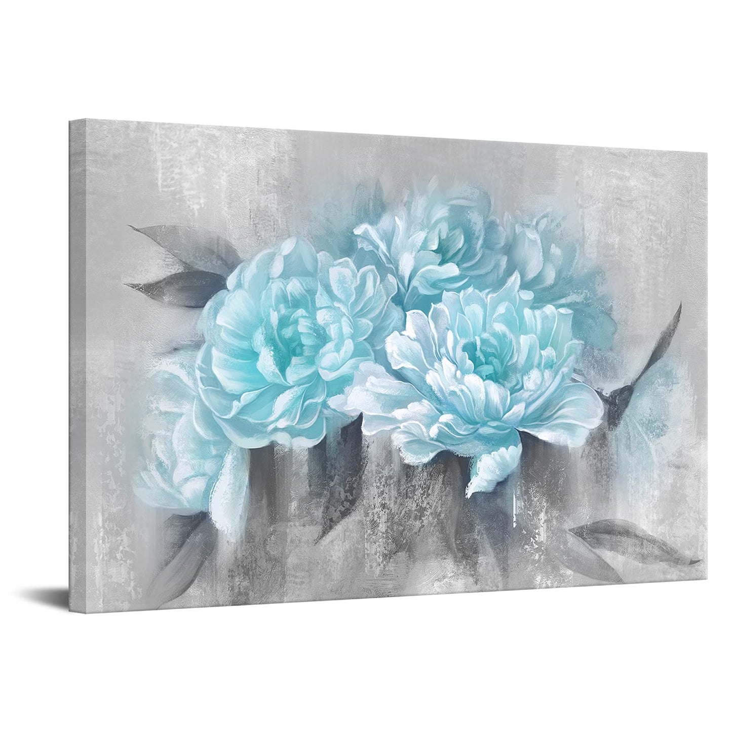 DuoBaorom Aqua and Light Grey Bedroom Elegant FLower Wall Art 24x36 inches