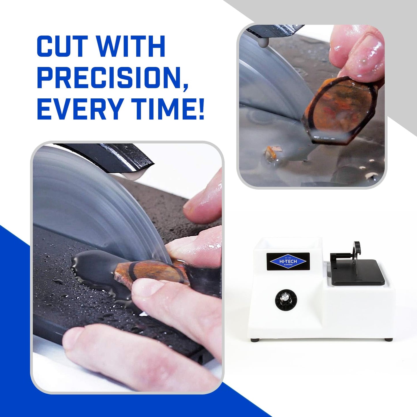 Hi-Tech Diamond 4"/5" Lapidary Trim Saw - Stone Cutter Equipment, Glass Cutter, Diamond Blades Included, Rock Polisher & Cutting Tool Set for Gems, Minerals, Stones and Crystals – 4/5 Inch, 115V Only