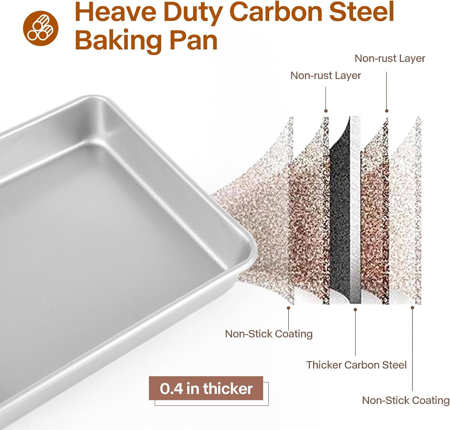 Skiennix Deep Baking Pans Set of 3 - Nonstick Heavy Duty Bakeware for Lasagna | 9/11/13 Inch Trays