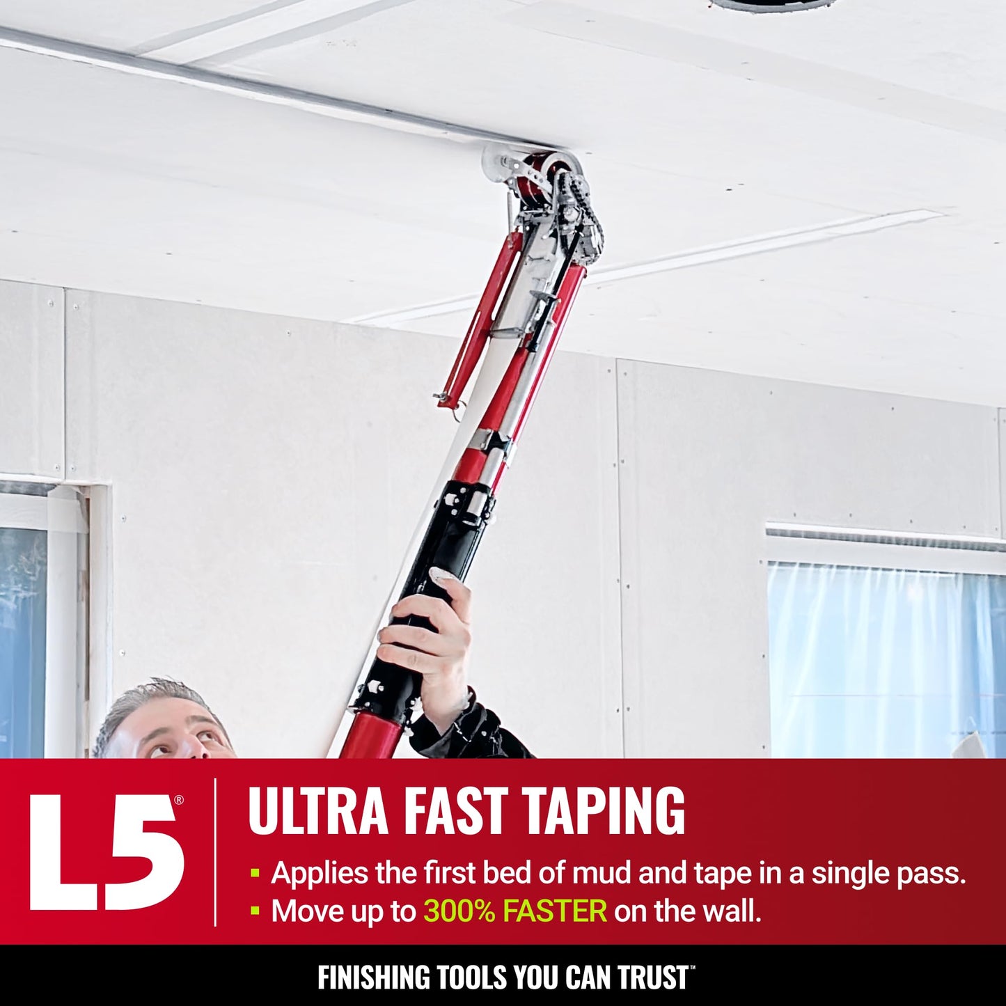 LEVEL5 Automatic Drywall Taper | Fast Taping of Flats & Butt Joints | Quick-Clean Head | Precision Machined Aluminum & Stainless | Sheetrock Gyprock Wallboard | 4-760