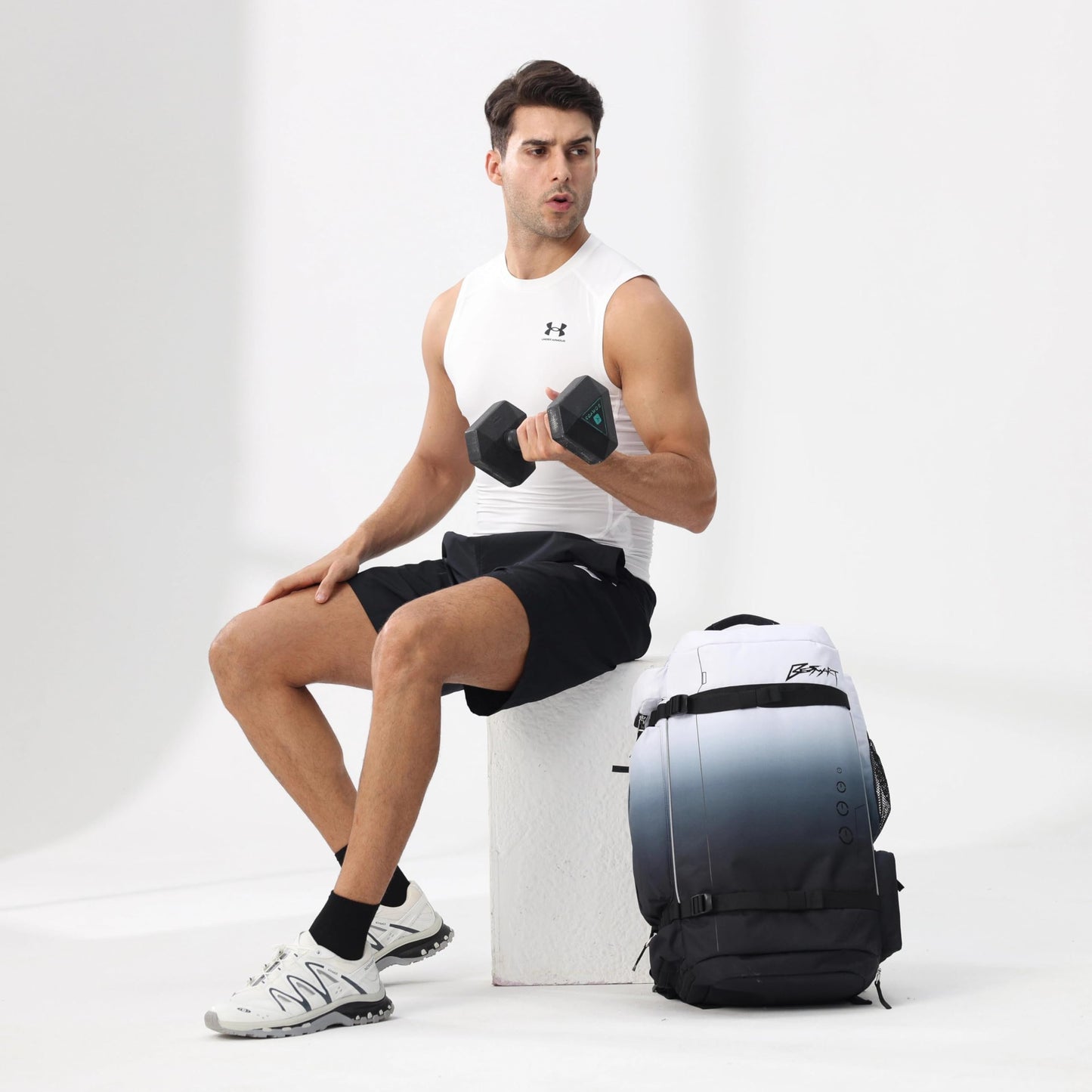 BE SMART 2 in 1 Convertible Gym Duffel Bags with Shoes Compartment - 40L Waterproof Extra Large Workout Backpack for Gym Men, Heavy Duty Sports Duffle Backpacks for Travel, Hiking, Camping, Carry On