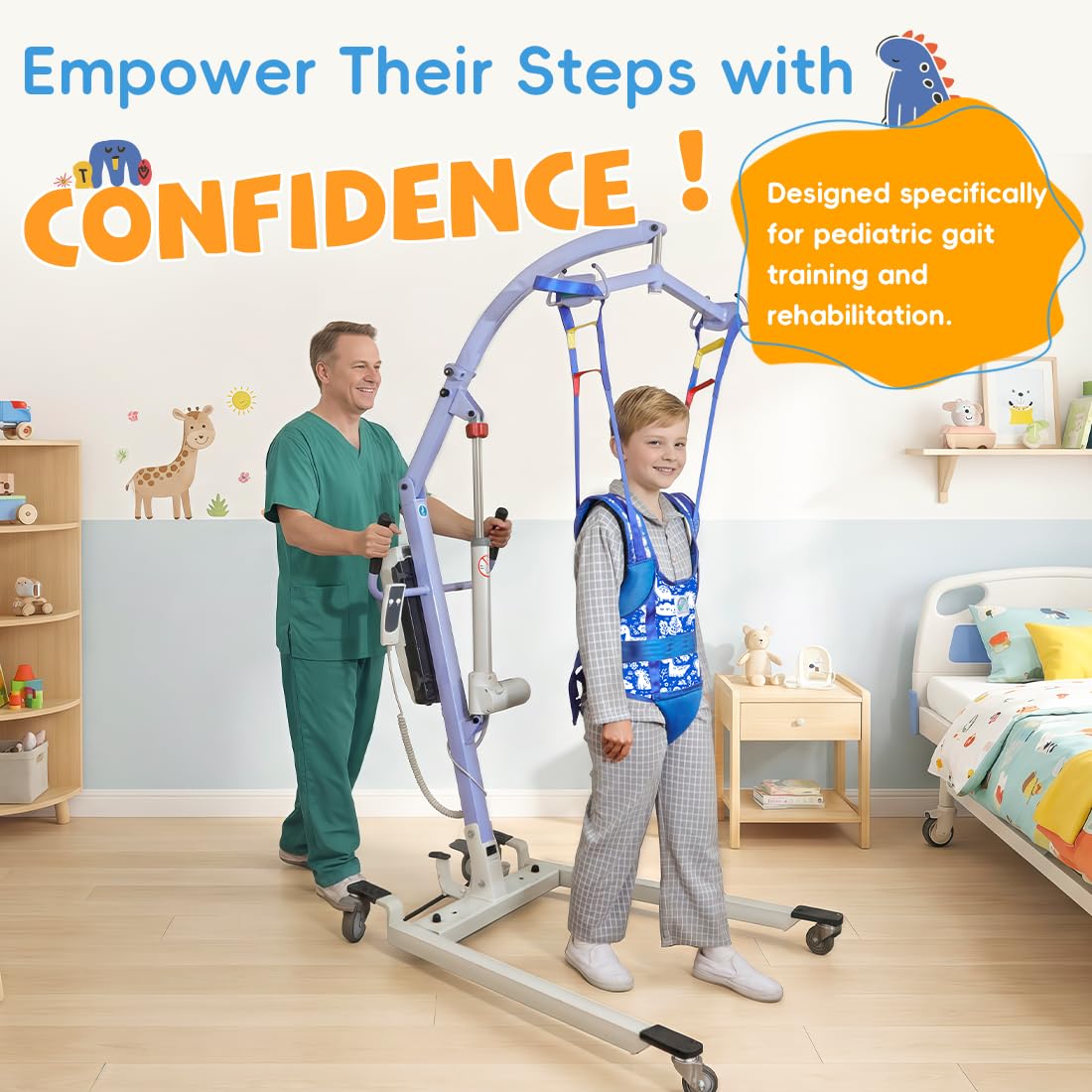 EZ ASSISTIVE Patient Lift Sling for Child Walking Training, Breathable 3D Mesh Medical Transfer Sling with Adjustable Buckles & Leg Pads, Patient Lift Aid for Home Use, 330lbs