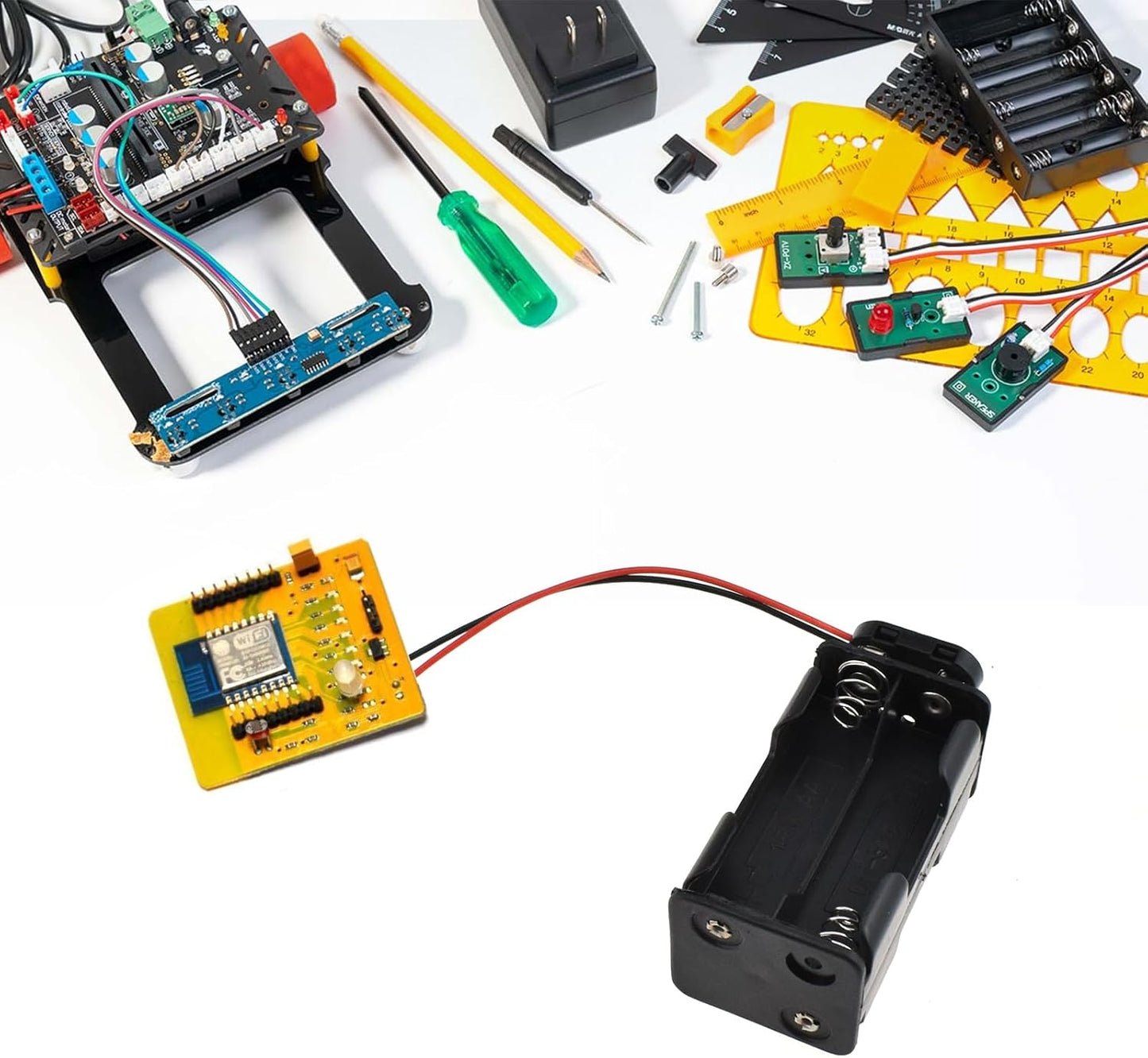SDTC Tech 2-Set 4X 1.5V 6 AA Battery Holder and I Type Snap Connector Kit Volt Thicken Plastic Battery Case Box