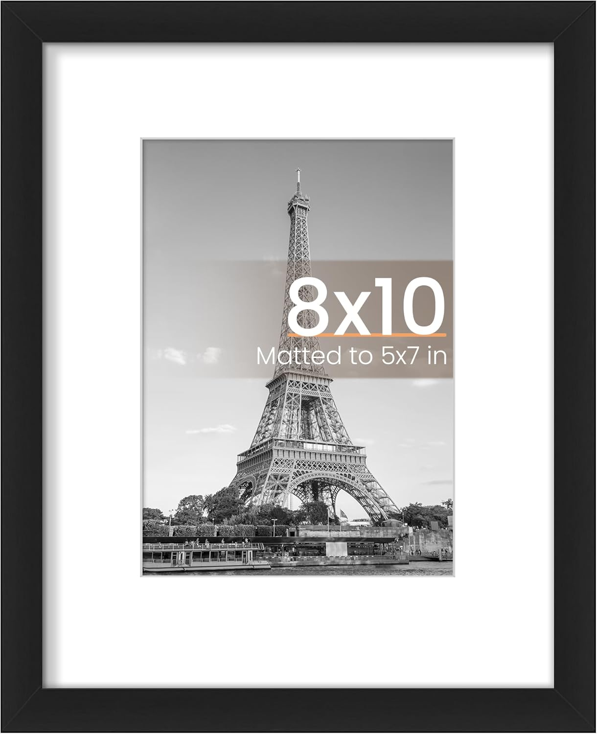 Upsimples 8x10 Picture Frame - Versatile Display for 5x7 Photos with Mat or 8x10 Without Mat - Black