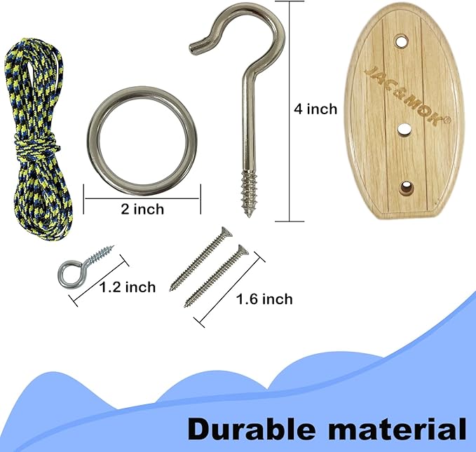 Hook and Ring Toss Game Swing Game DIY Kit -Stainless Steel Ring, Polyester Rope and Hardware