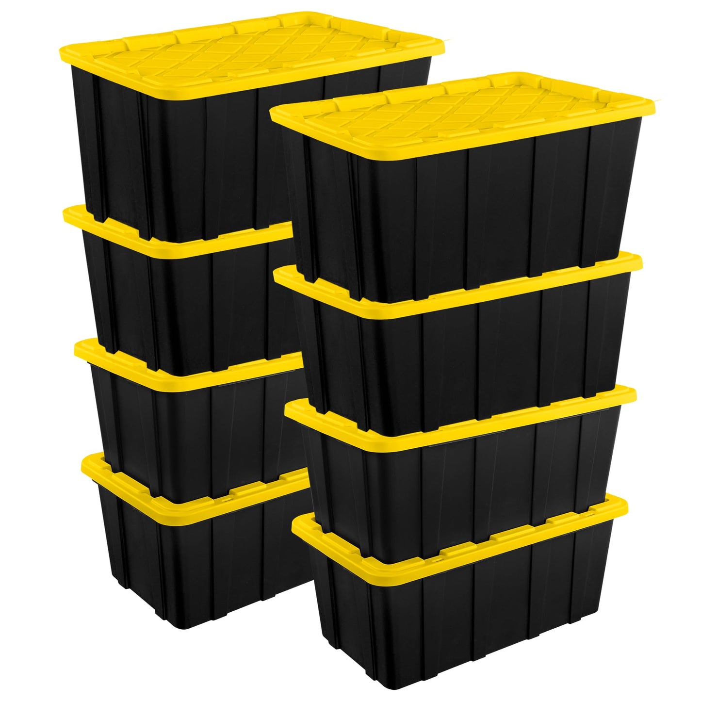 Sterilite 8-Pack Industrial Tote, Plastic Storage Container Bins with Lids, 38 Gallon - Heavy-Duty Organizing Containers for Closet, Bathroom, and Office