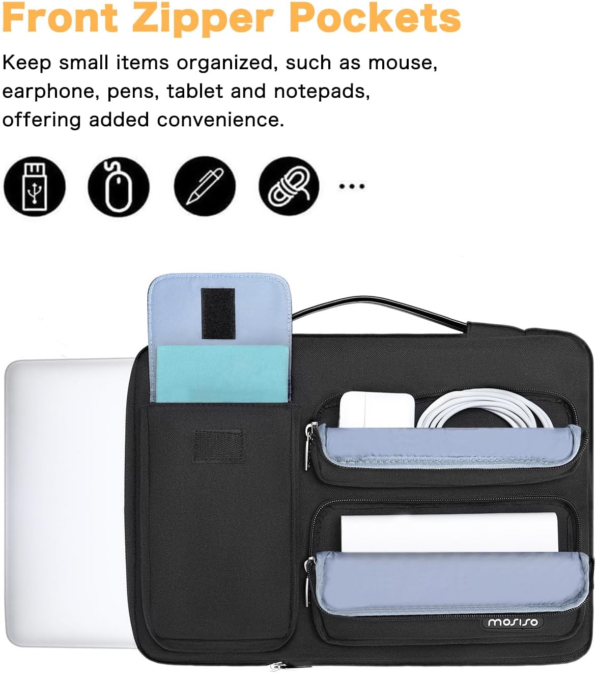 MOSISO 360 13.3 inch, 13-13.3 inch 13 14, 2 Raised&1 Protective Laptop Case Laptop Sleeve Compatible with MacBook
