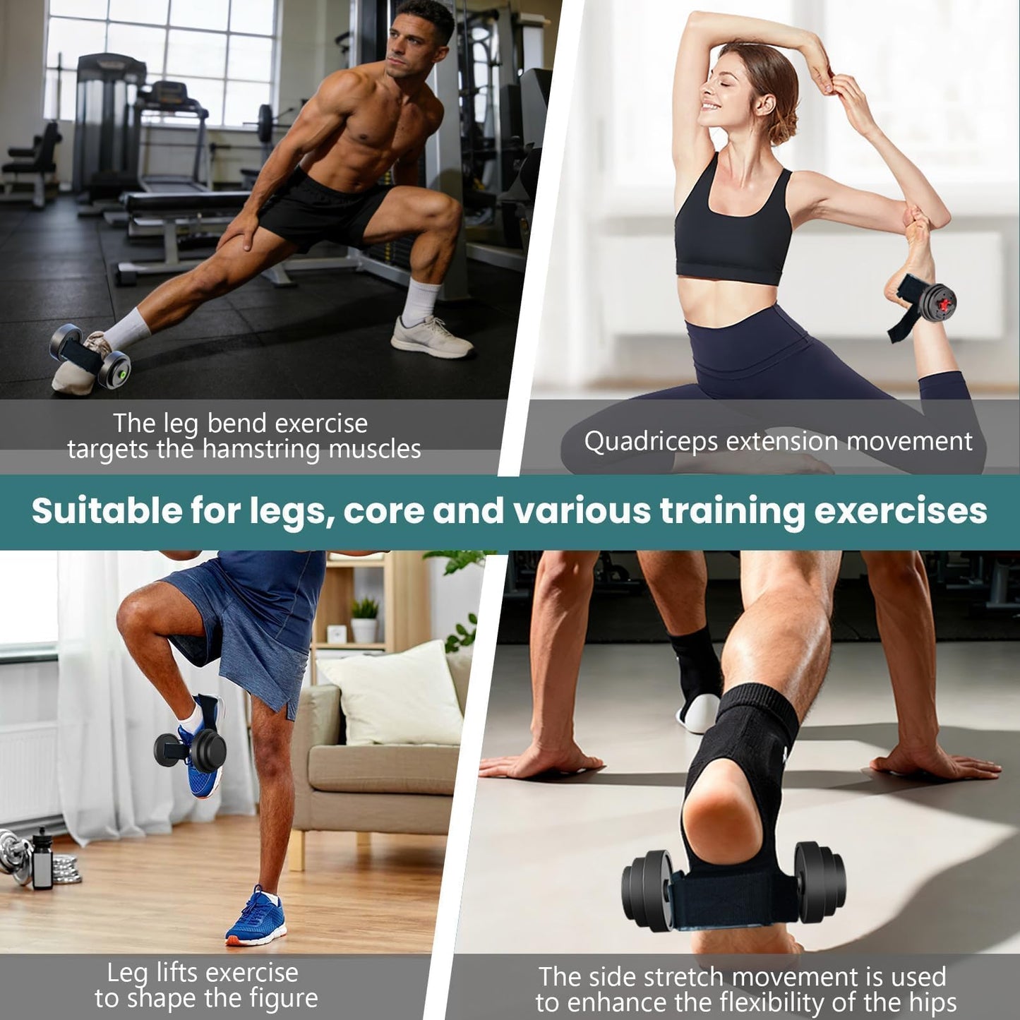 Monkey Dumbbell Foot Attachment, Adjustable Feet Dumbbell Attachment Straps, Tibialis Trainer Strap for Leg Workouts– Leg Extensions, Shin Splint, Hip Flexors, Target Glutes, Hamstring Curls