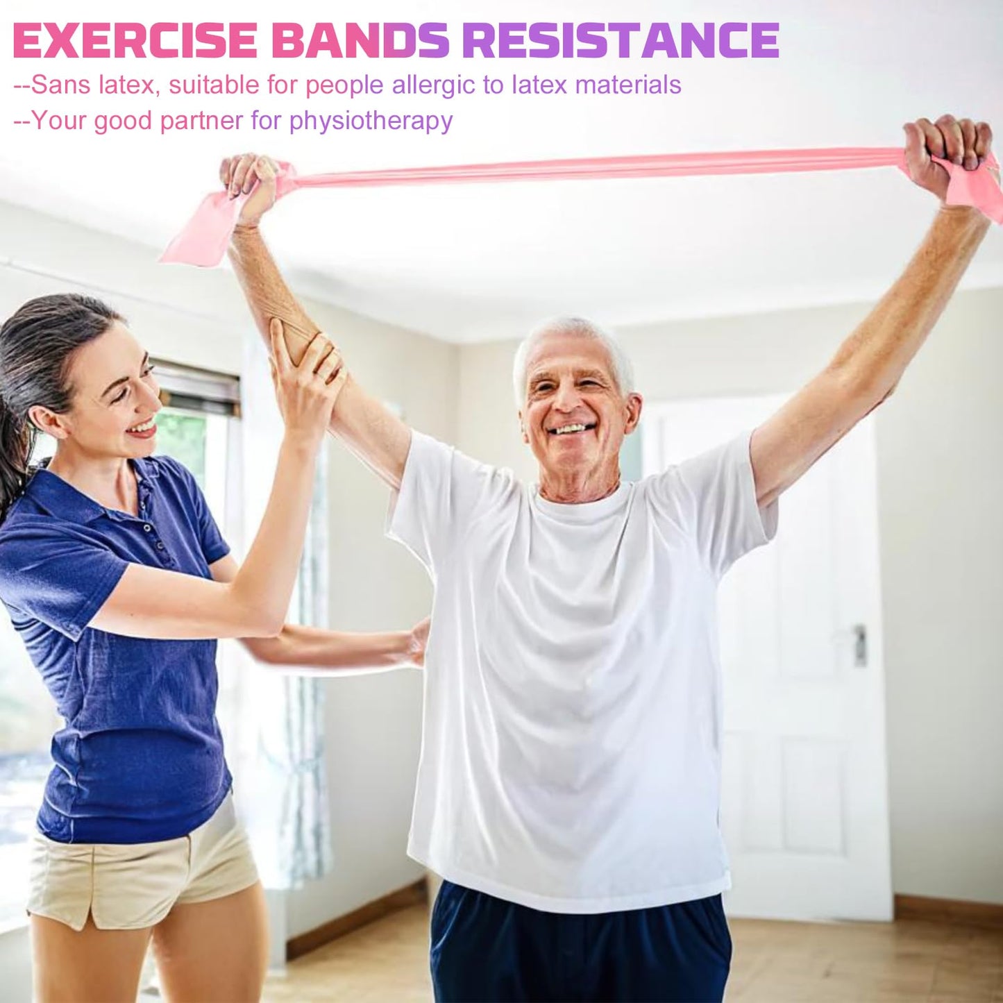 Resistance Bands, 5 Pcs Exercise Bands Elastic Stretch Bands for Fitness Yoga Pilates Stretching Strength Training, Workout Bands for Women and Men Home Gym