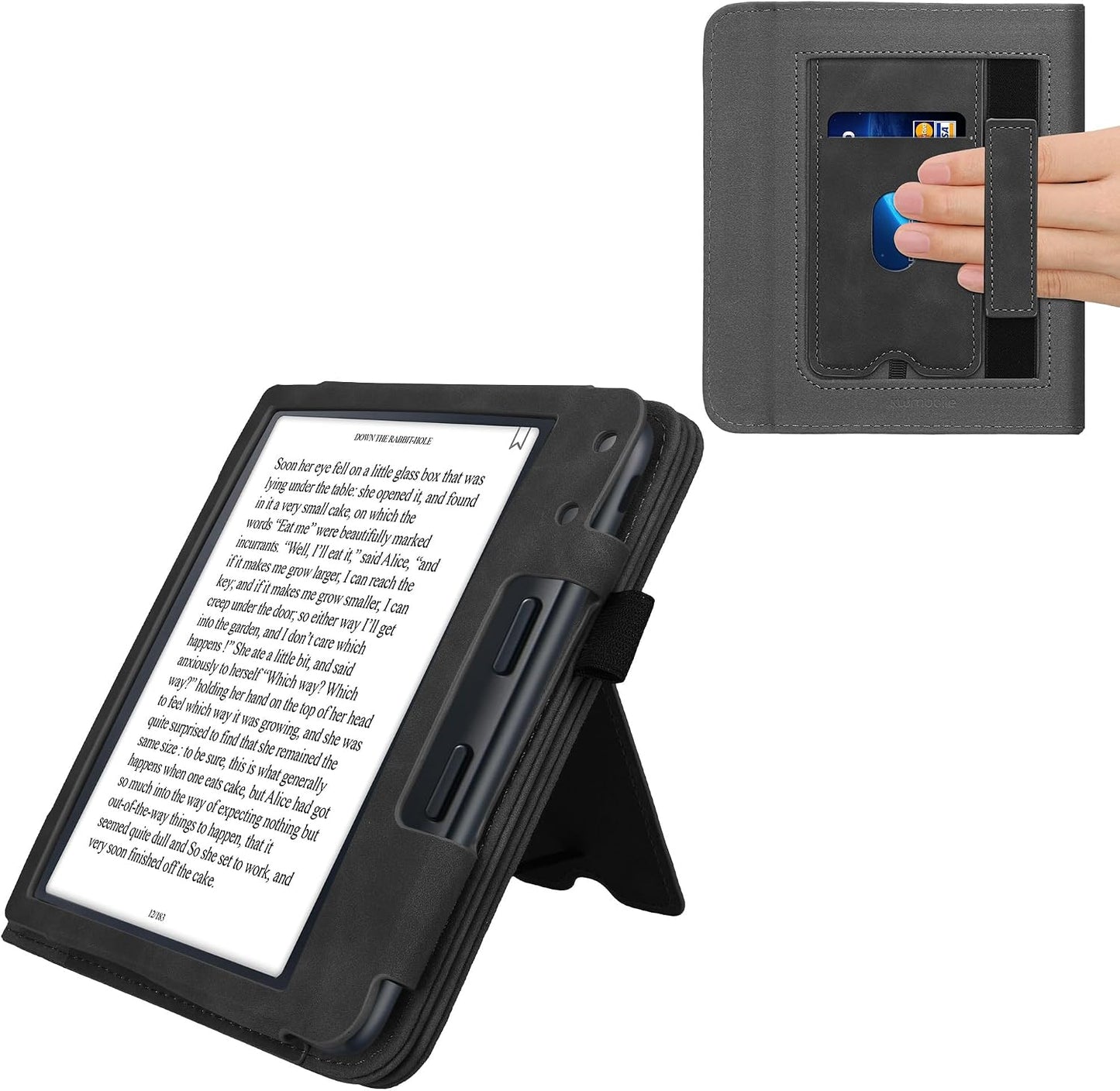 Classic Dark Grey Faux Nubuck Leather Case for Kobo Libra - e-Reader Flip Cover