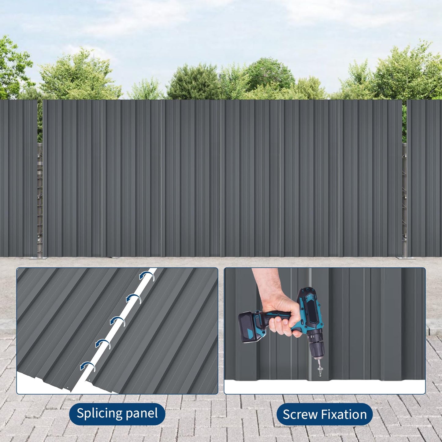 GarveeTech 20 Pcs Metal Roofing Panels, 42.52"X16.77" Corrugated Metal Sheets with Screws, Heavy Duty Galvanized Roof Panels for Pergola, Gazebo, Shed, Chicken Coop, Garage, Patio