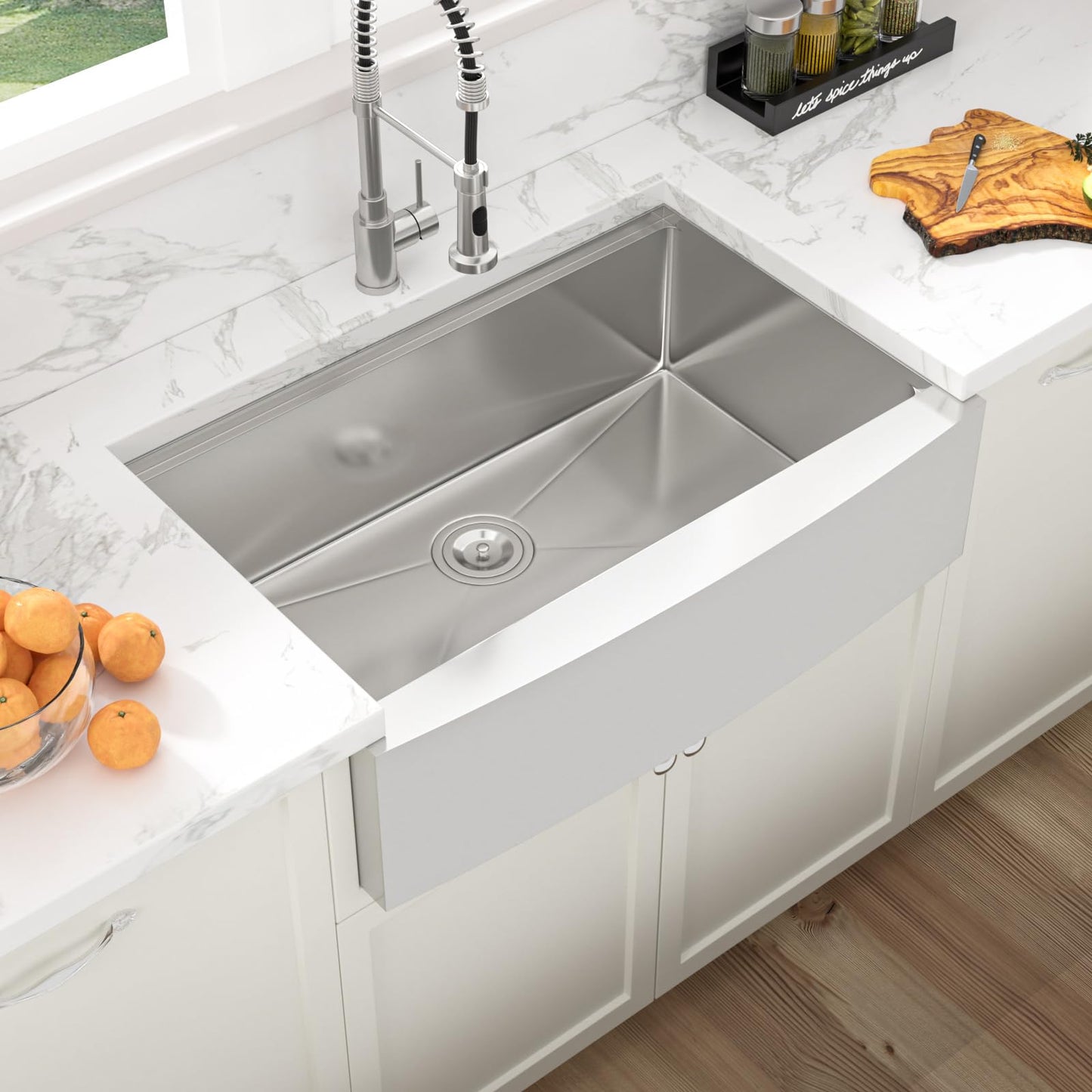 Sarlai 30 Farmhouse Kitchen Sink Stainless - 30 x 22 Inch Farmhouse Sink Ledge Workstation Sinks Apron Front Single Bowl 16 Gauge Stainless Steel Luxury Kitchen Farm Sinks