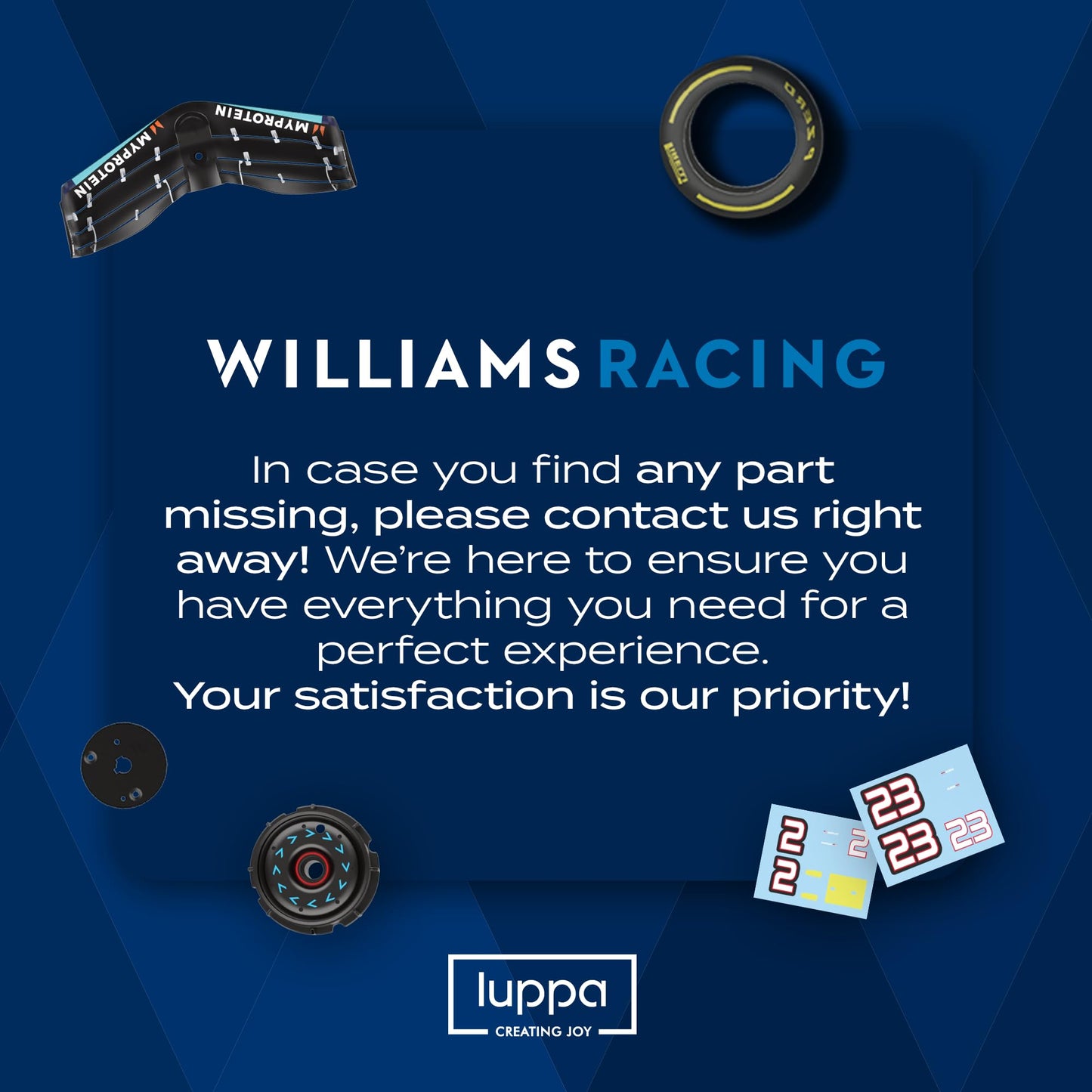 LUPPA Formula 1 FW45 Model kit - 1:18 Scale Racing F1 FW45 Model Inspired by Alexander Albon & Logan Sargeant l Building kit, Collectible diecast, 140 Pieces