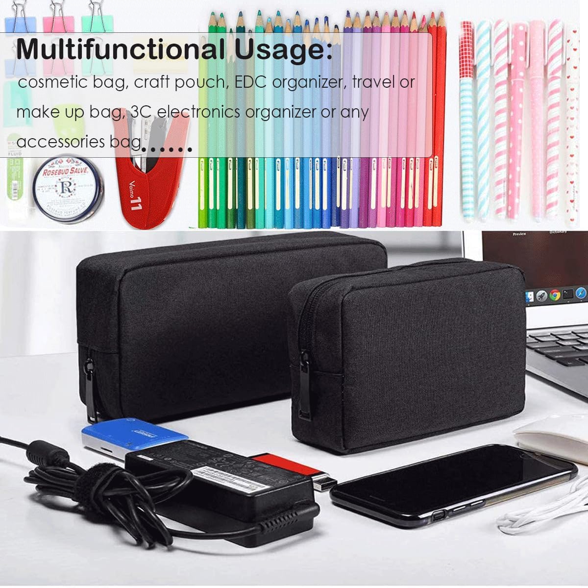 CAAORDKSO Electronics Accessories Case, Electronic Organizer Travel Cable Accessories Bag, Portable Waterproof Storage