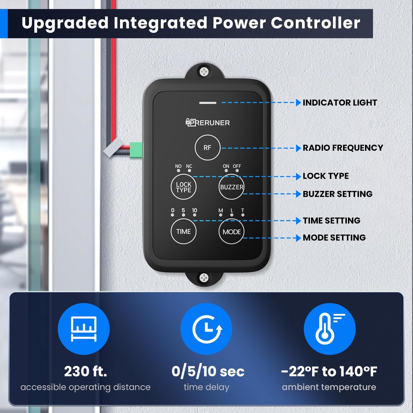 𝙐𝙥𝙜𝙧𝙖𝙙𝙚 600lbs Electromagnetic Door Lock Access Control Outswinging.600lbs/280kg Electric Door Magnetic Lock Kit System with 2 Remote Control、Integrated Power Box