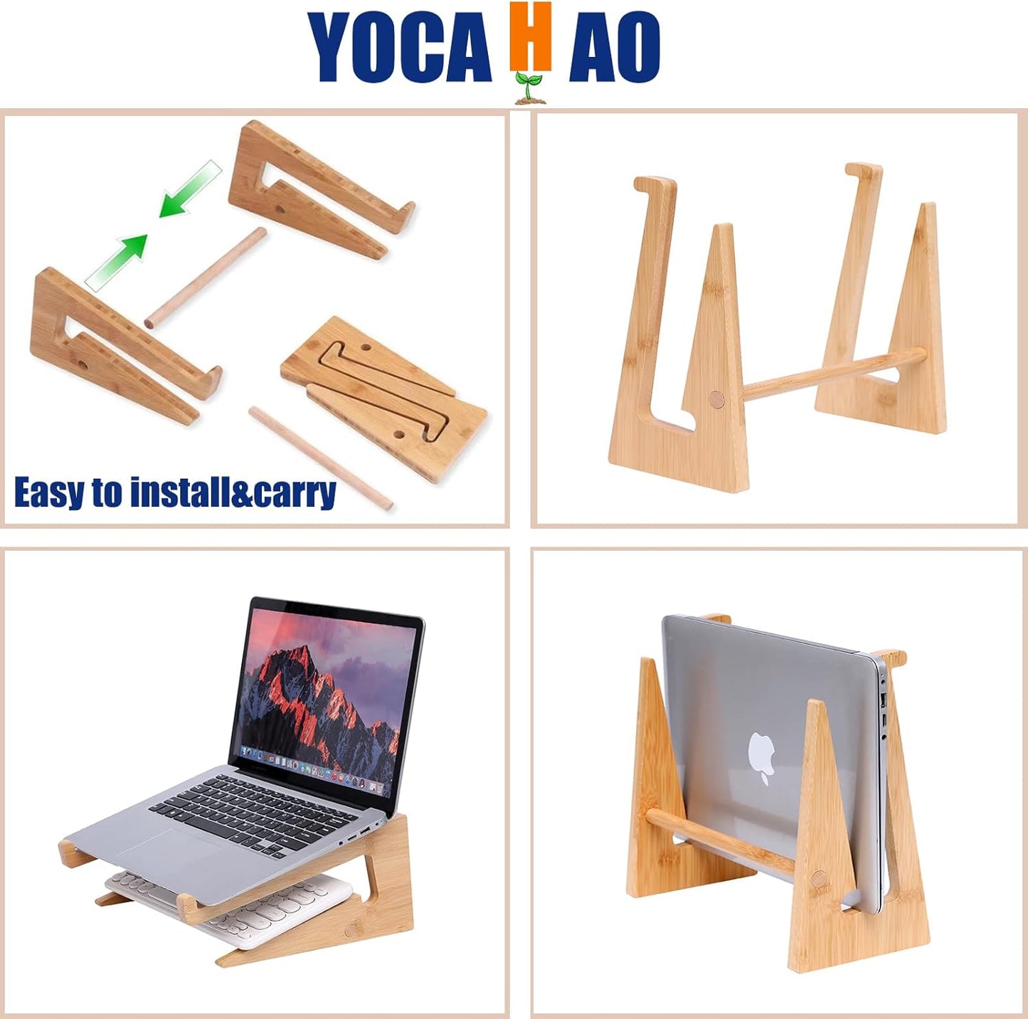 YOCAHAOY 13-18.6in pro/HP/Pixelbook/Lenovo,More Wooden Laptop Stand Vertical Laptop for Bamboo Stand for Desk,Laptop