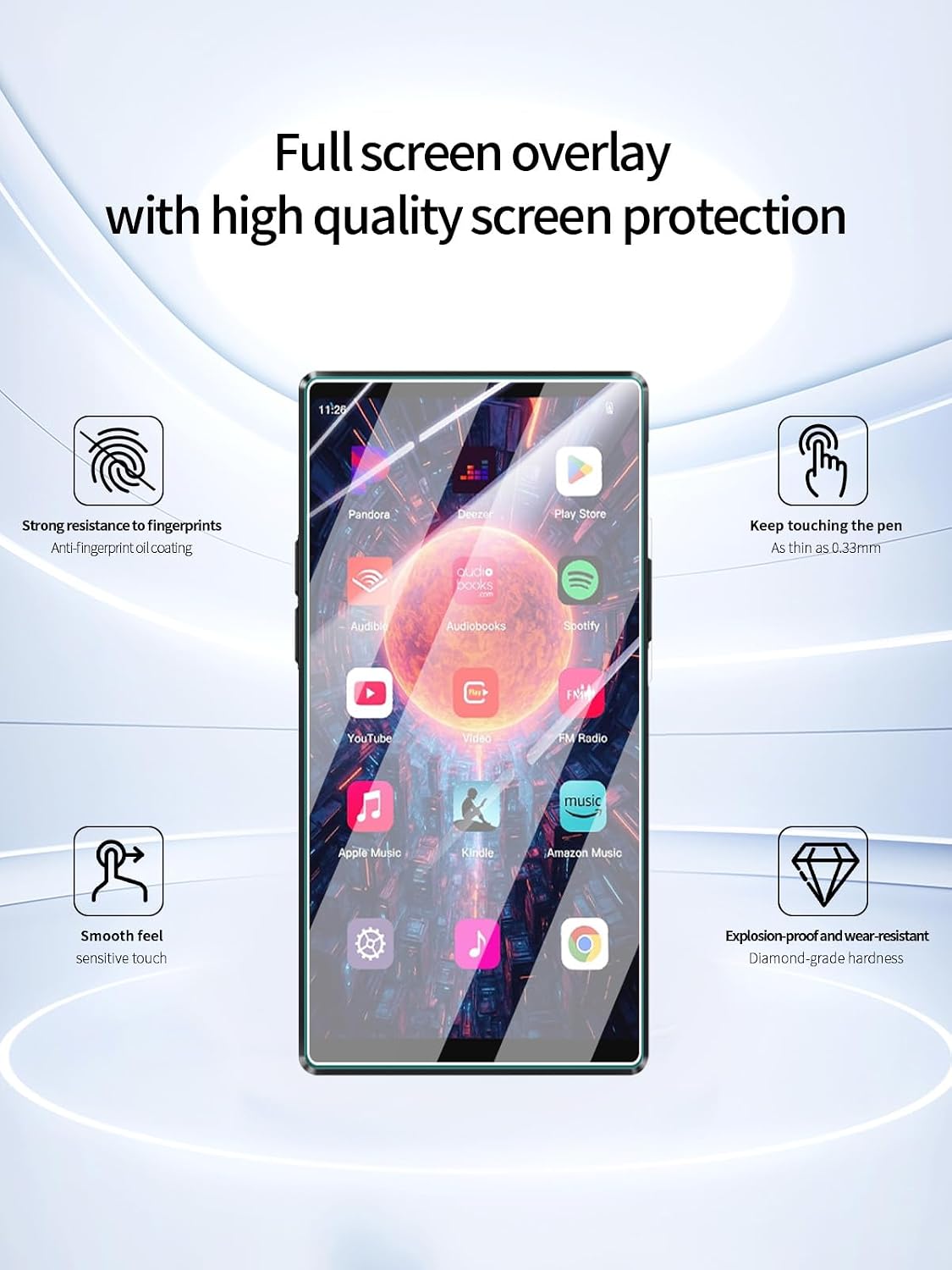 UYRUREL T09U 5" 128GB MP3 3 Pack Screen Protector for AGPTEK Player, High-definition Scratch Resistant Film,HD