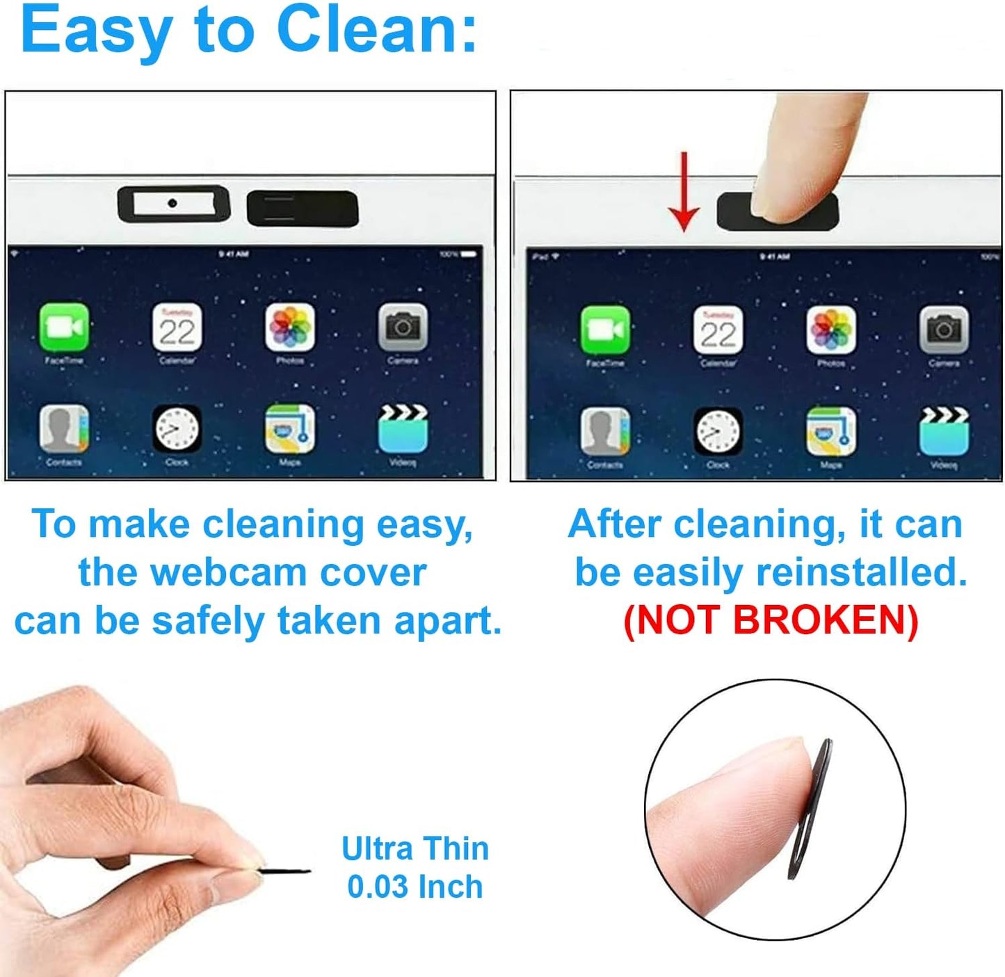 California JOS [8 Pack] 0.03 inch JOS Webcam Cover, Ultra Thin Laptop Camera Cover Slide for iPhone iPad MacBook Pro