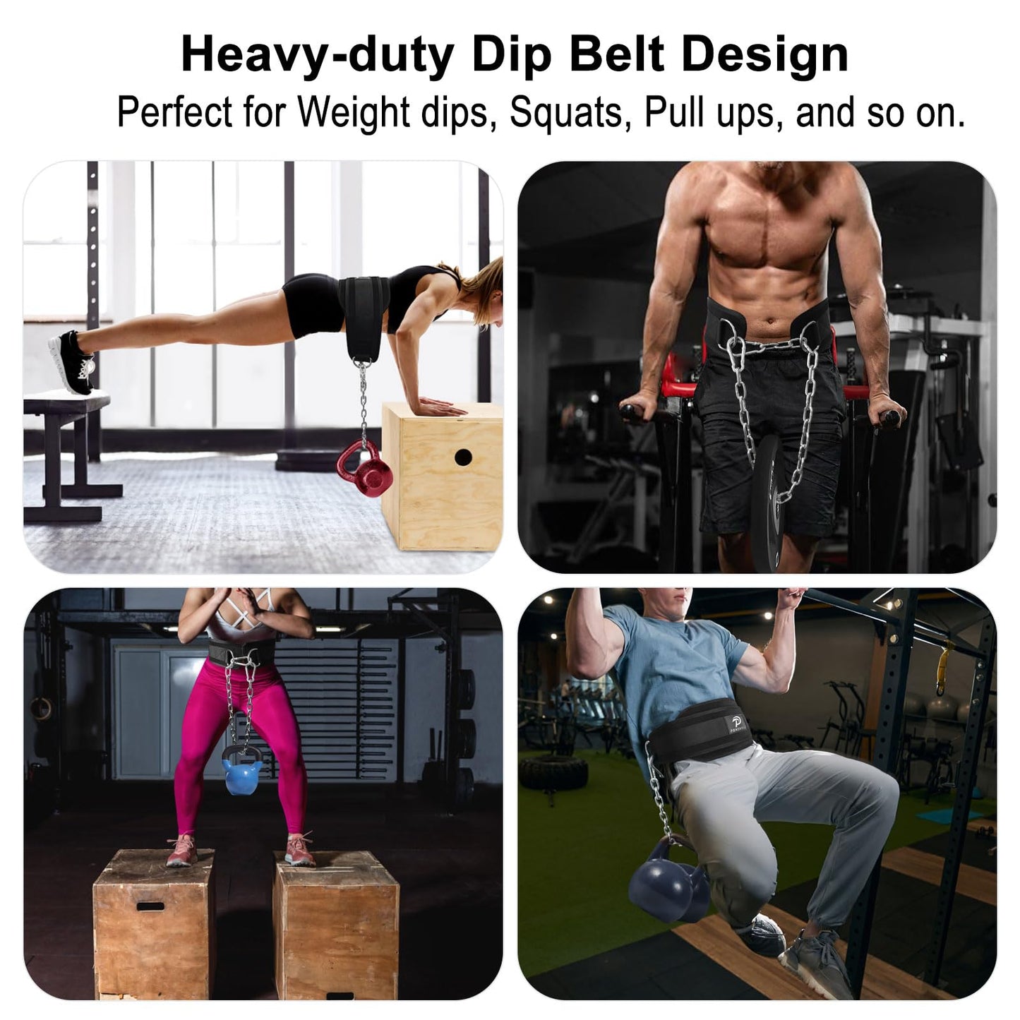 Dip Belt for Weight Lifting: Dip Belt with Heavy Duty Steel Chain for Weighted Dips, Pull Ups, Squats - Weighted Dip Belt for Strength Training Gym Home