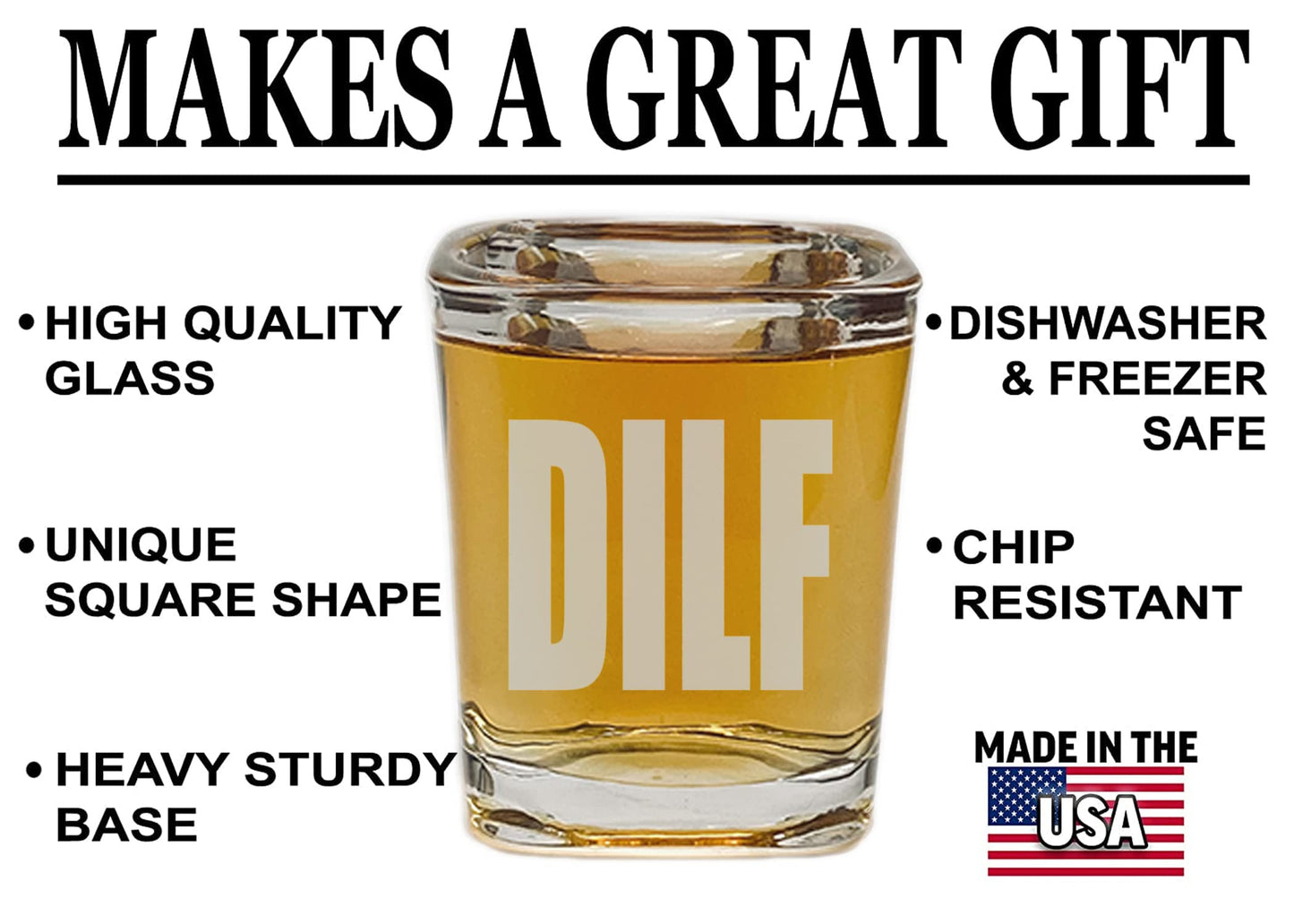 Rogue River Tactical Square Funny DILF Shot Glass Gift For Him Husband Dad Father Joke Gag Gift