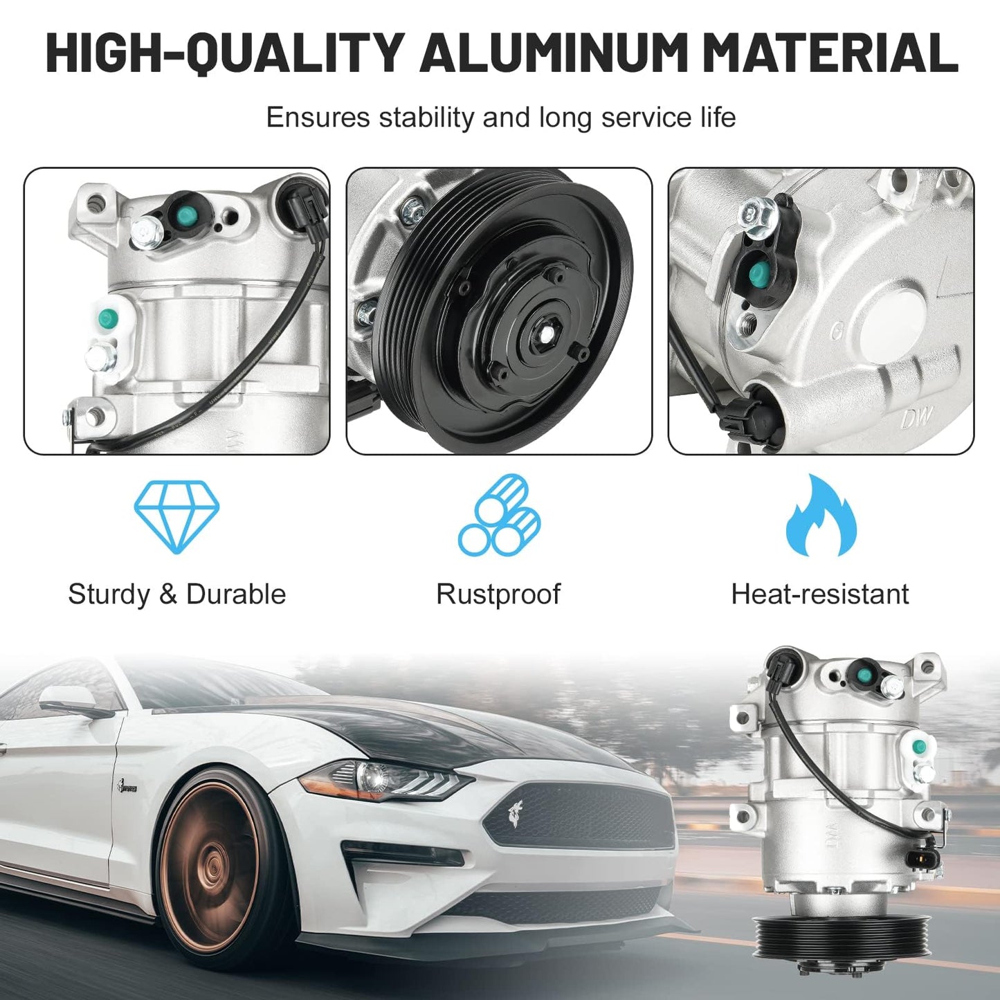 New AC Air Condition Compressor w/Clutch for Hyundai Accent 2012-2017 1.6L (ONLY Automatic Temperature Control, no Manual), for Kia Rio 2012-2017 1.6L, for CO20765C, DVE12 Style