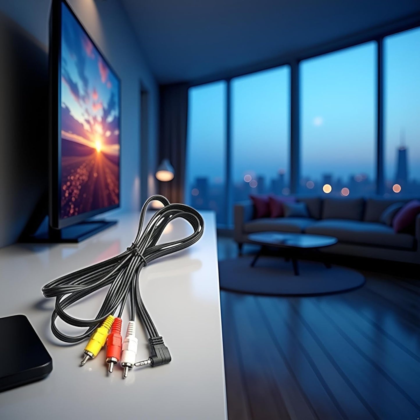 WsjiaboFux K2KC4CB00020AccessoriesCamera Black AV A/V Audio Video TV-Out Cable/Cord/Lead for Panasonic Camcorder