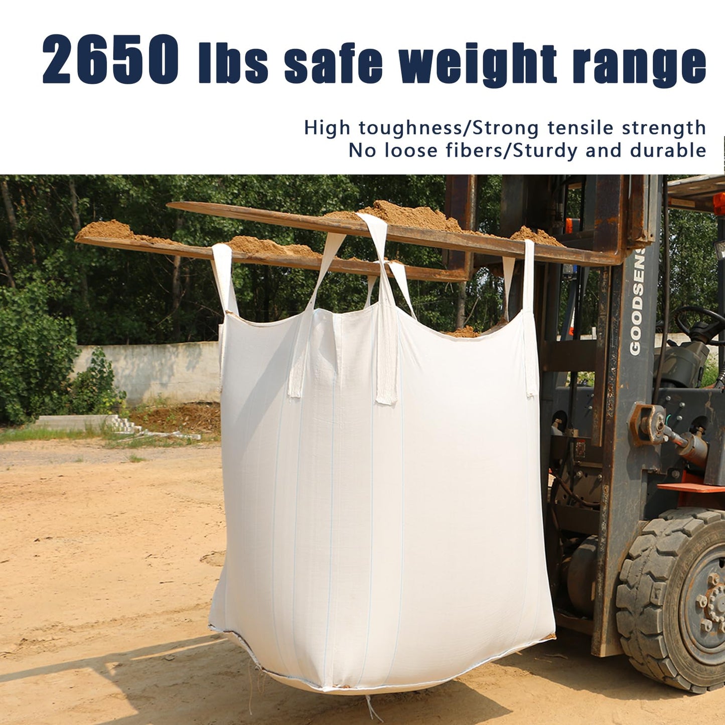 S-Helper FIBC Bulk Bag - 2650 lbs Capacity, 39x39x39 inches, Polypropylene (PP), Open Top, White, Rectangular, Reusable, 10-Pack