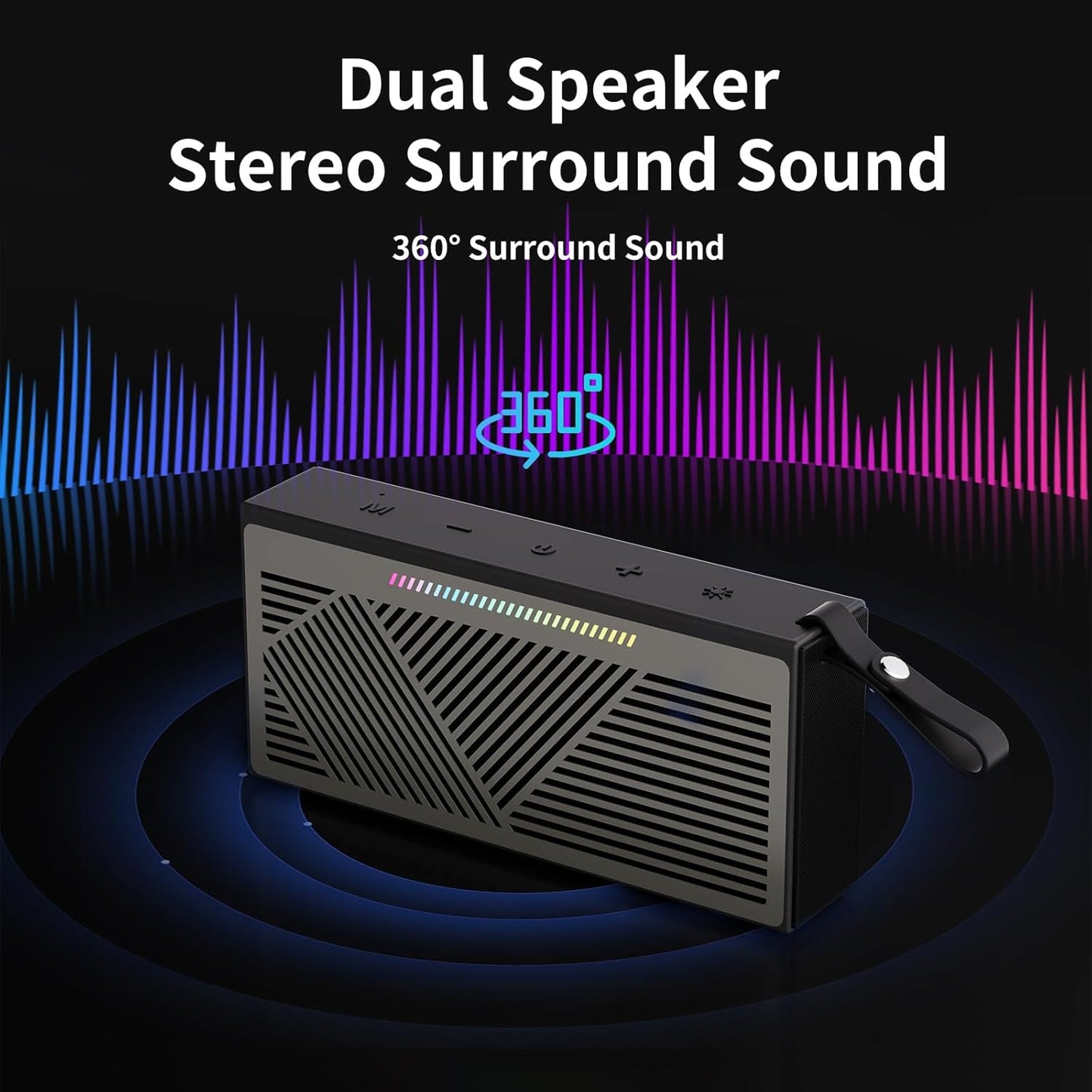 HDTABLET IPX5 Bluetooth5.3, Bluetooth Speaker, Portable Wireless Bluetooth Speakers with HD Sound, Waterproof Speaker
