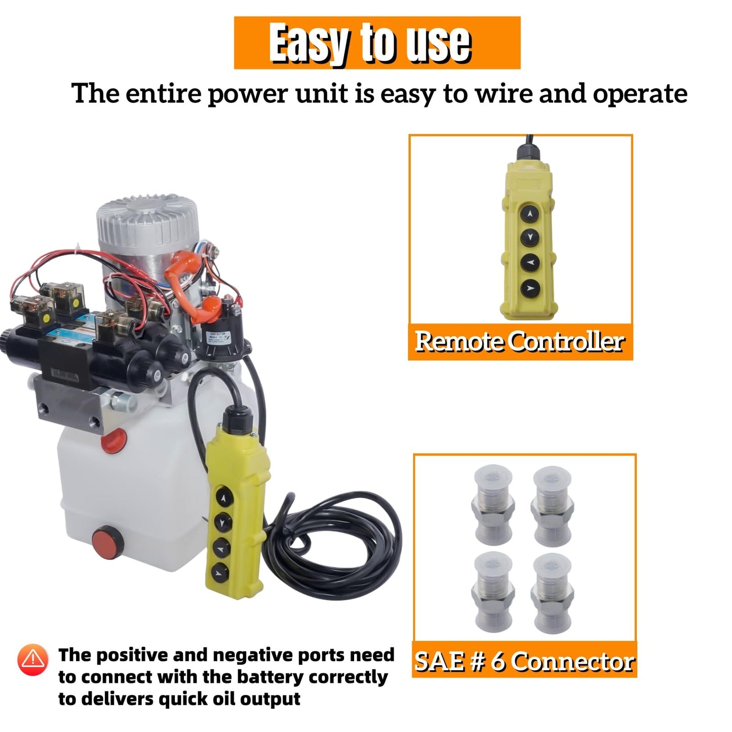 Hydraulic Pump, 4 Way Double Acting Hydraulic Power Unit, 12V DC Double Solenoid Electric Trailer Pump with 4.5 Quart Reservoir for Dump Trailer Car Lifting