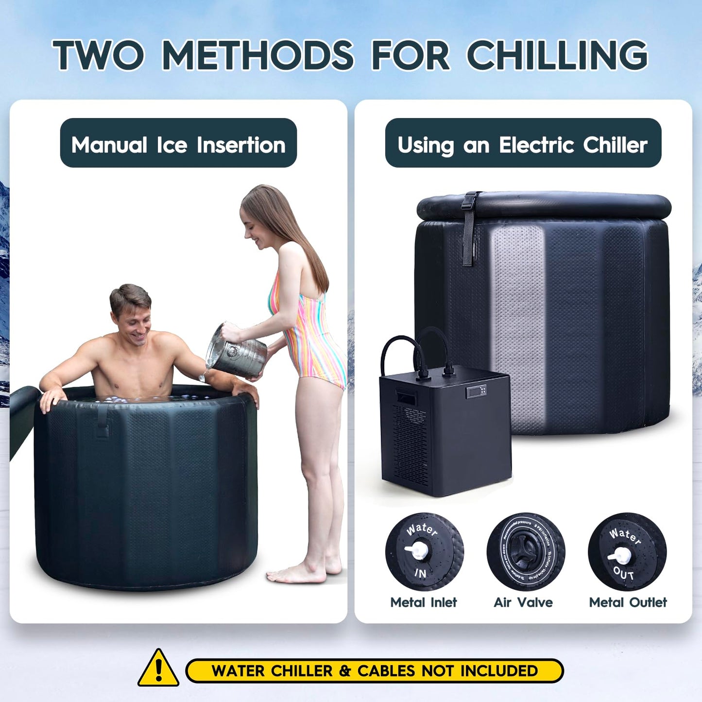 AWEMUFA Cold Plunge Tub for Athletes, 100 Gallon Inflatable Ice Bath Tub Water Chiller Compatible, Portable Ice Tubs for Cold Plunge with Insulated Lid for Outdoor & Indoor Recovery