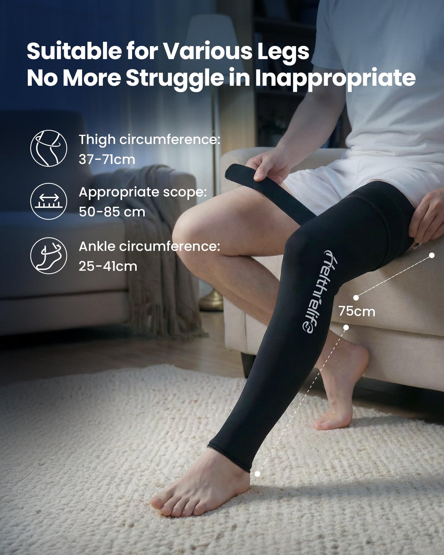 Entire Leg Ice Pack Wrap with Strap and Cutting-Edge Cooling Gel for Cold Therapy, Full Leg Ice Pack for Muscle Soreness & Pain from Foot, Calf to Thigh After Post-Surgery