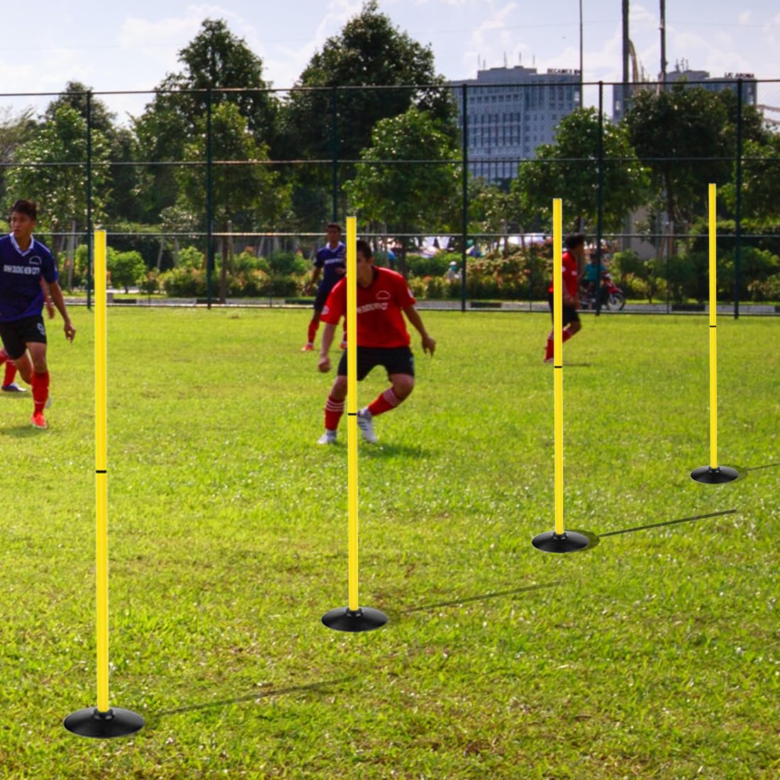 ASENVER Soccer Agility Poles Set Detachable Sports Trainning Speed Pole Slalom Poles with Rubber Base Sport Traning Equipment (4.9 FT, Pack of 12)
