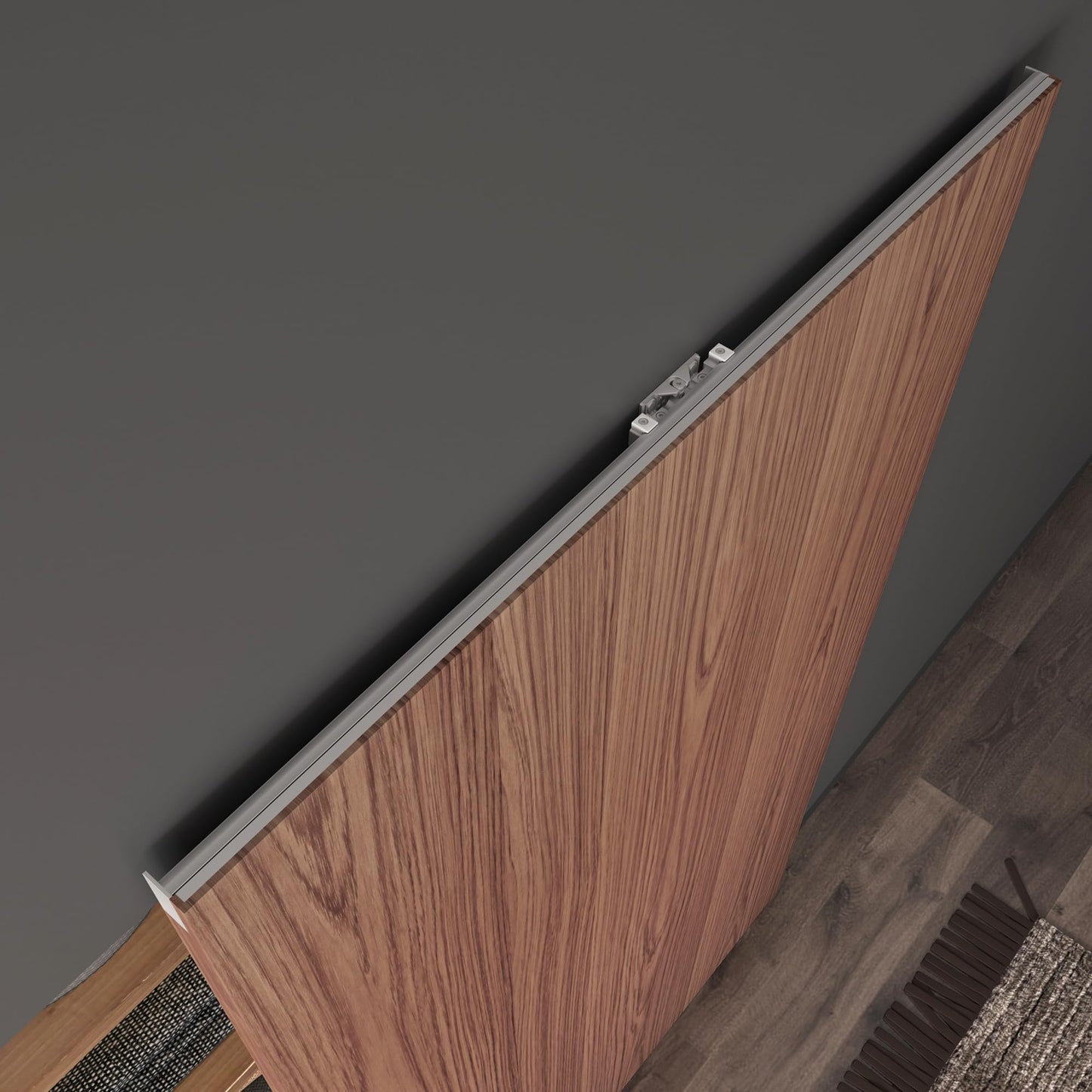 SongYung 48” Concealed Barn Door Hardware Kit with Soft Close Mechanism,Invisible Wall Mount Aluminum Track, Hidden Barn Door Hardware Kit for Door Opening Width 40" to 44"(Door not Included)