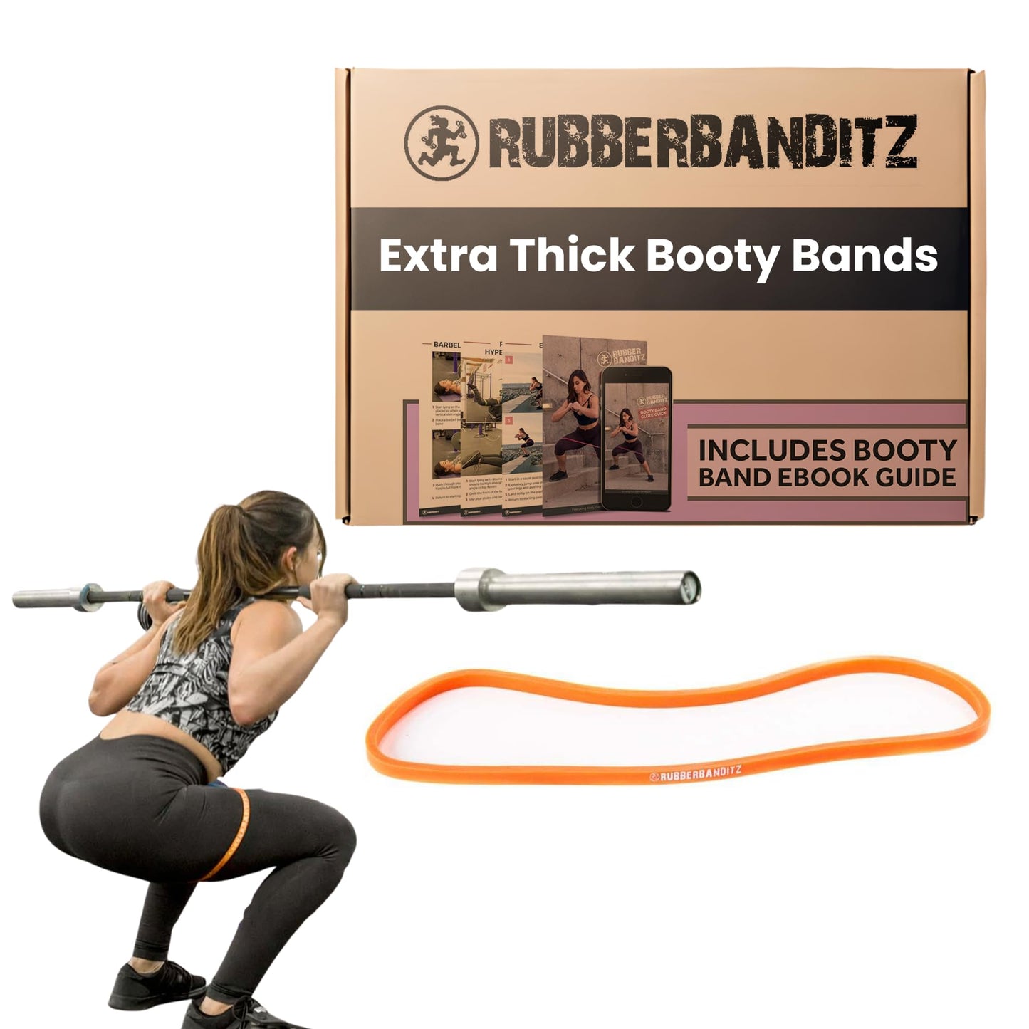 Rubberbanditz Extra Thick Booty Bands for Glutes & Legs, Mini Loop Engages HIPS, Thighs, Butt, Abs, Hip Resistance Bands for Working Out, Perfect Home Gym Equipment, Sizes 05-15 lbs - Pack of 1