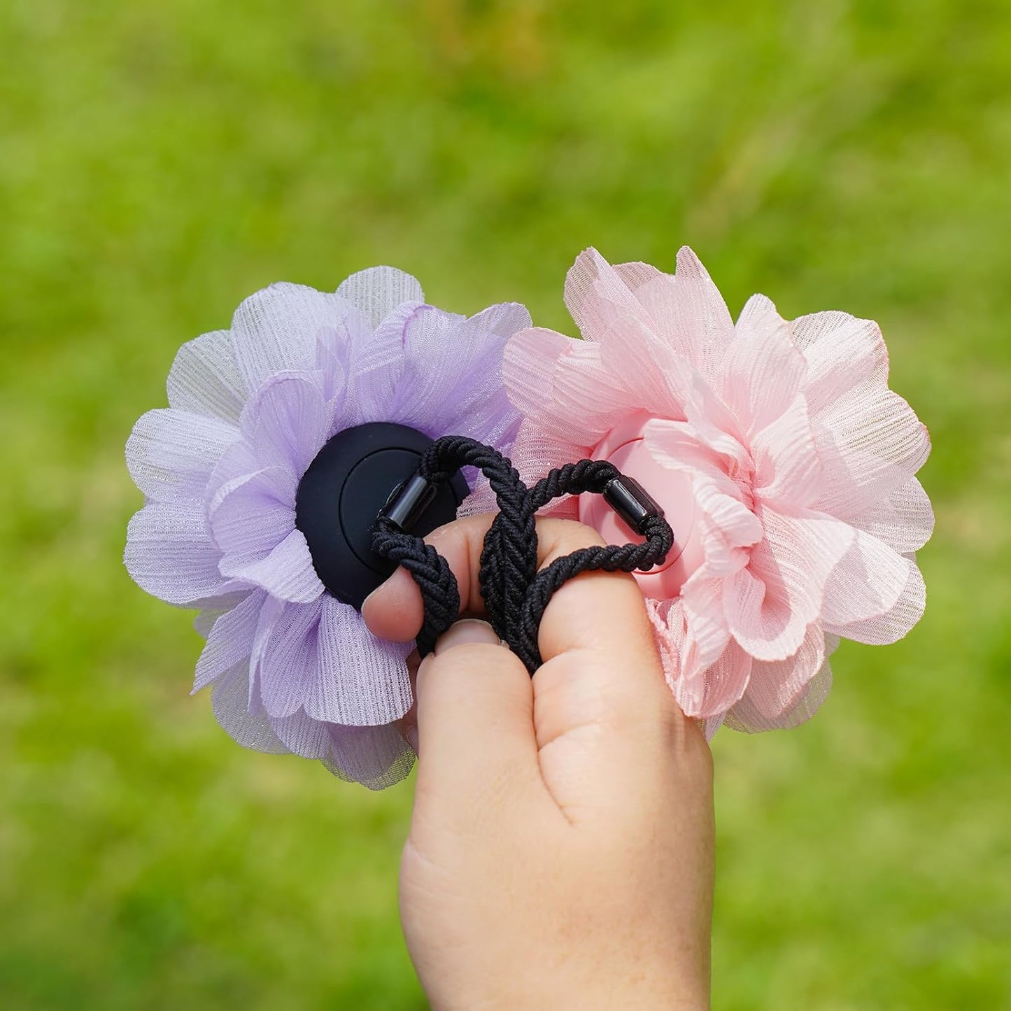 2 Pack 2nd 1st, Kids Hair Ties Holder for Airtag & Cute Flower Hidden Hair Elastic Band GPS Tracker Case for Girls