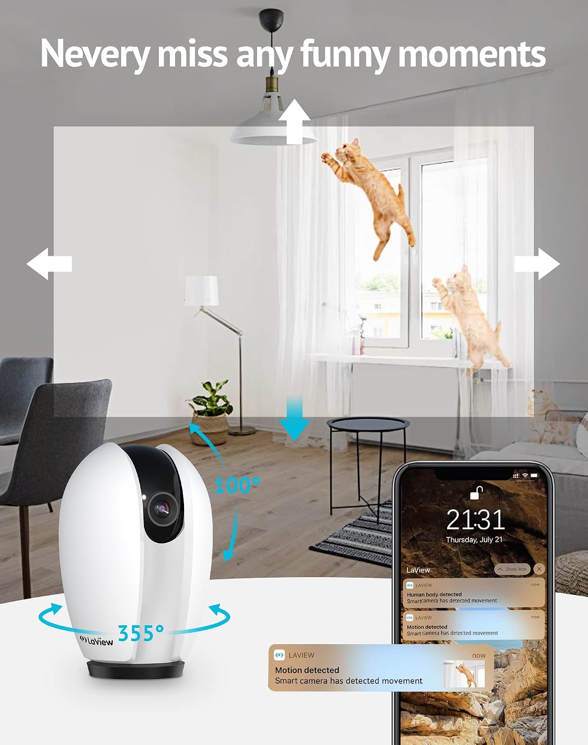 LaView 2k 4MP Security Cameras with Color Night Vision, Cameras for Home Security with Motion Detection, Two-Way Audio
